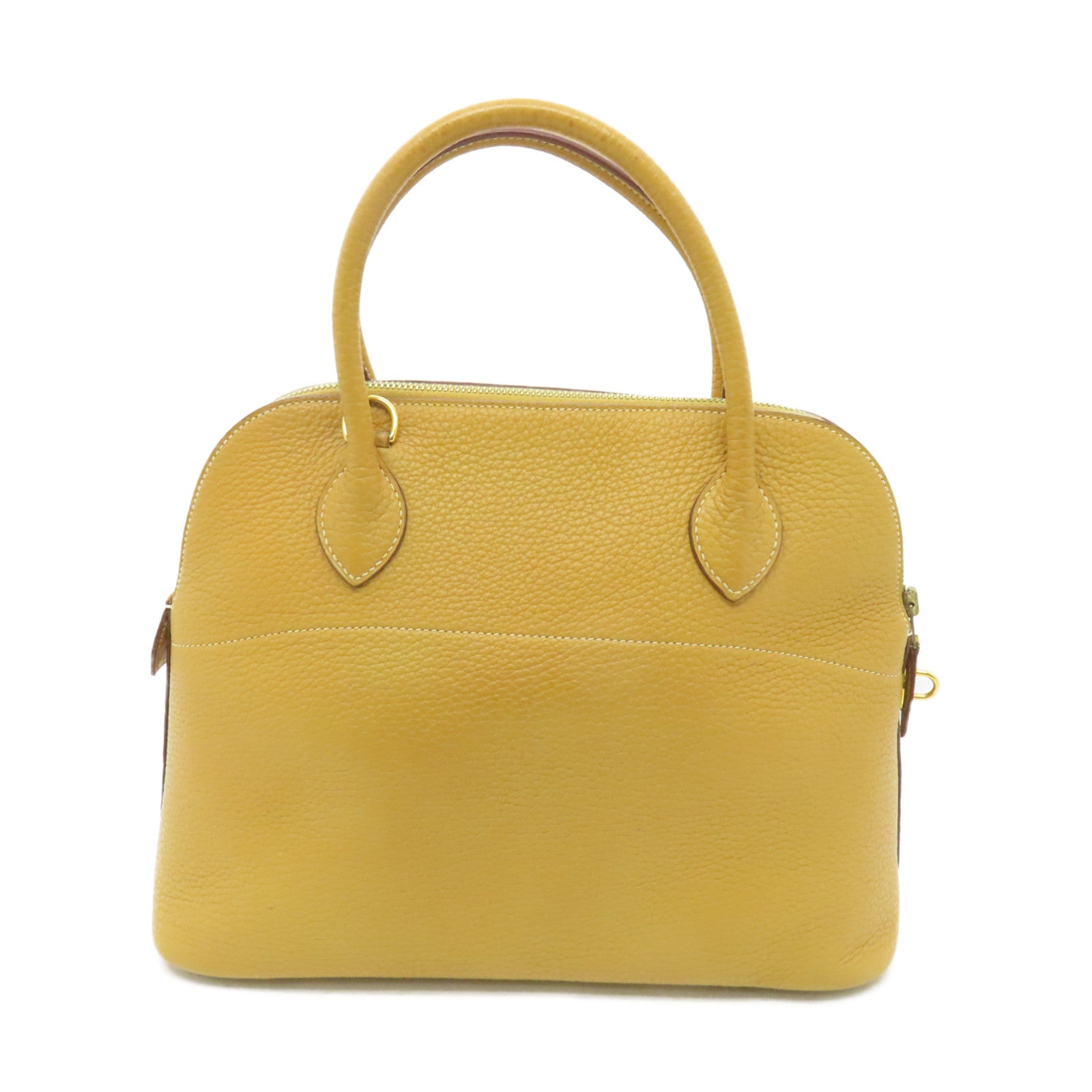 HERMES Ardennes皮革Bolide 31金扣手挽肩背兩用袋芥末色