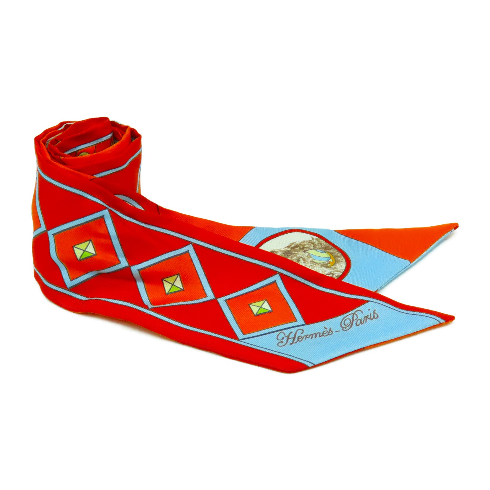 HERMES 絲質Twilly絲巾橙色