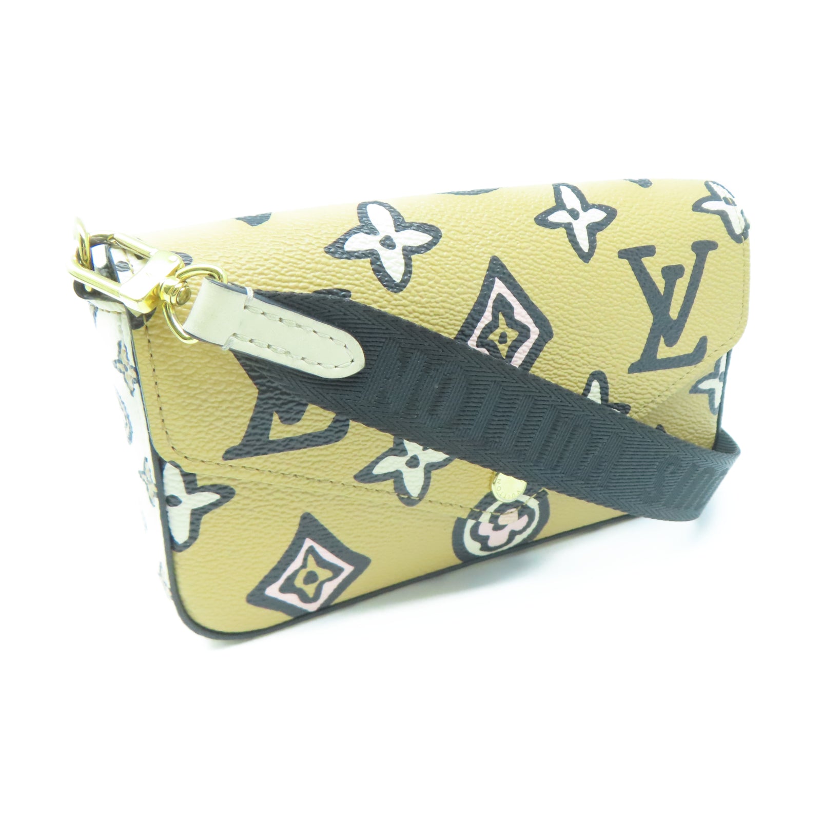 LOUIS VUITTON 【激減優惠】Monogram Felicie Strap金扣肩背袋棕色
