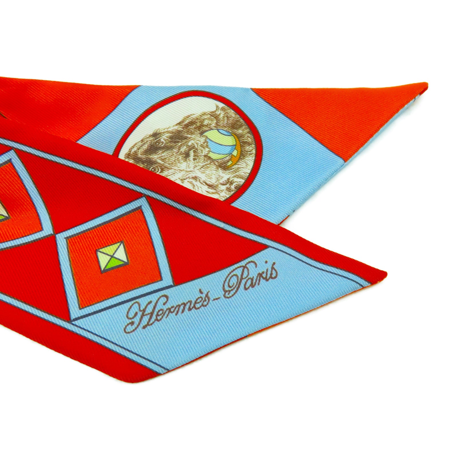 HERMES 絲質Twilly絲巾橙色