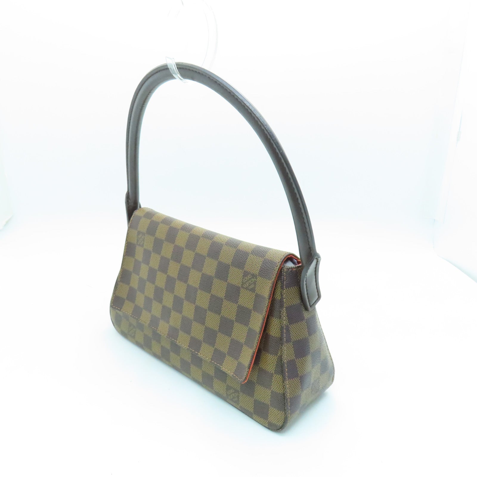 LOUIS VUITTON Damier Mini Looping金扣手挽袋/肩背袋啡色