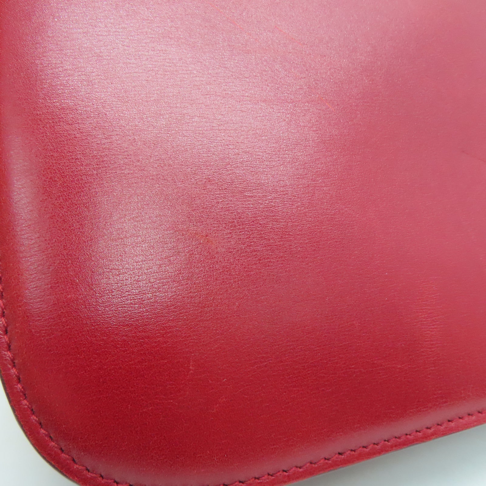 CELINE 【激減優惠】牛皮皮革Box Shoulder Bag金扣肩背袋紅色