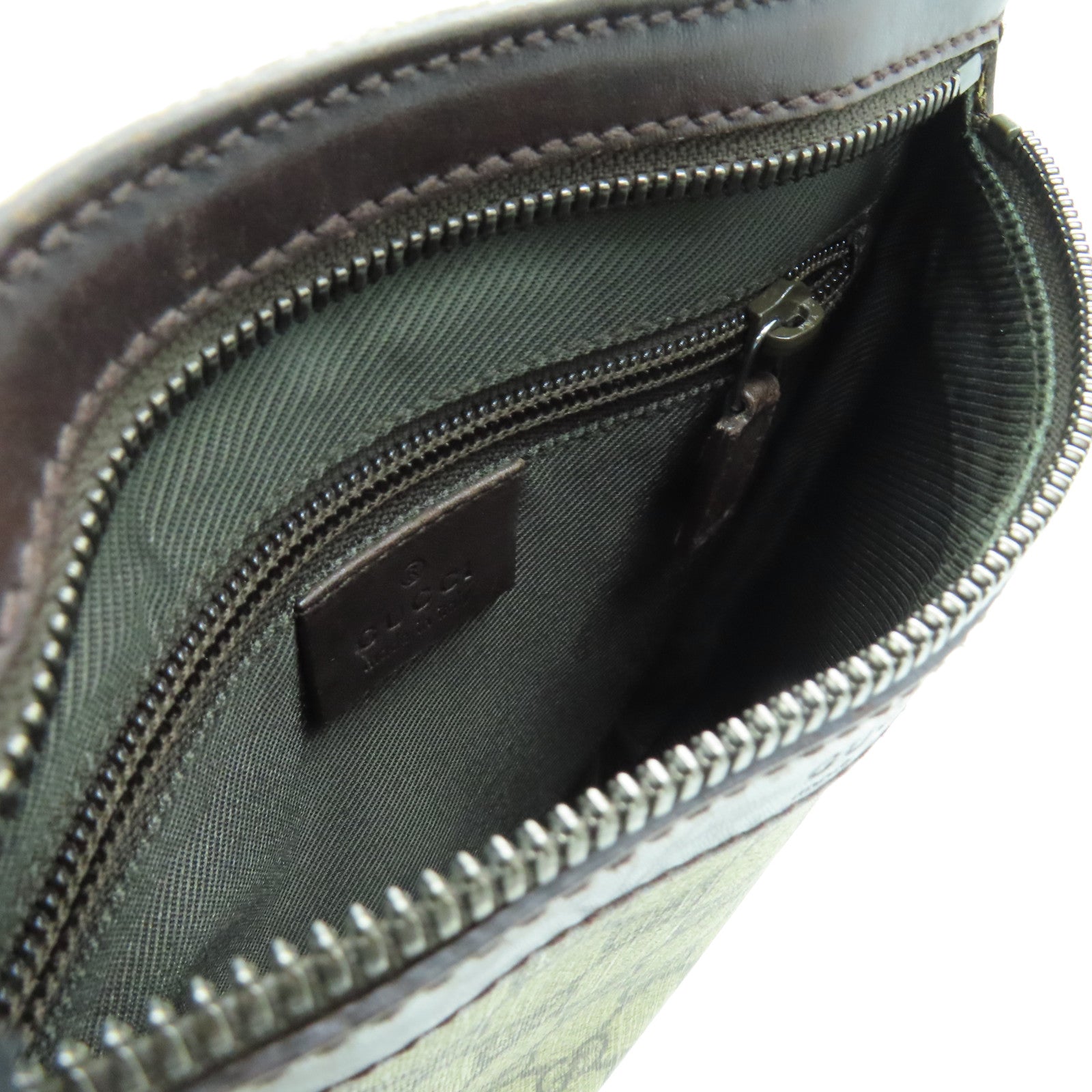 GUCCI 塗層帆布Shoulder Bag銀扣肩背袋棕色