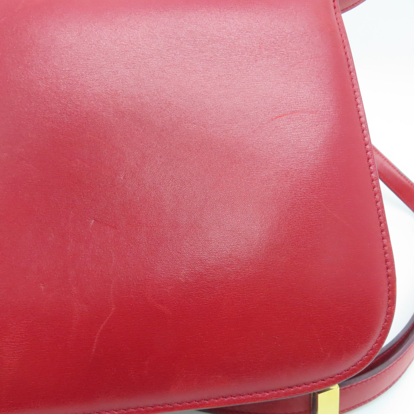 CELINE 【激減優惠】牛皮皮革Box Shoulder Bag金扣肩背袋紅色