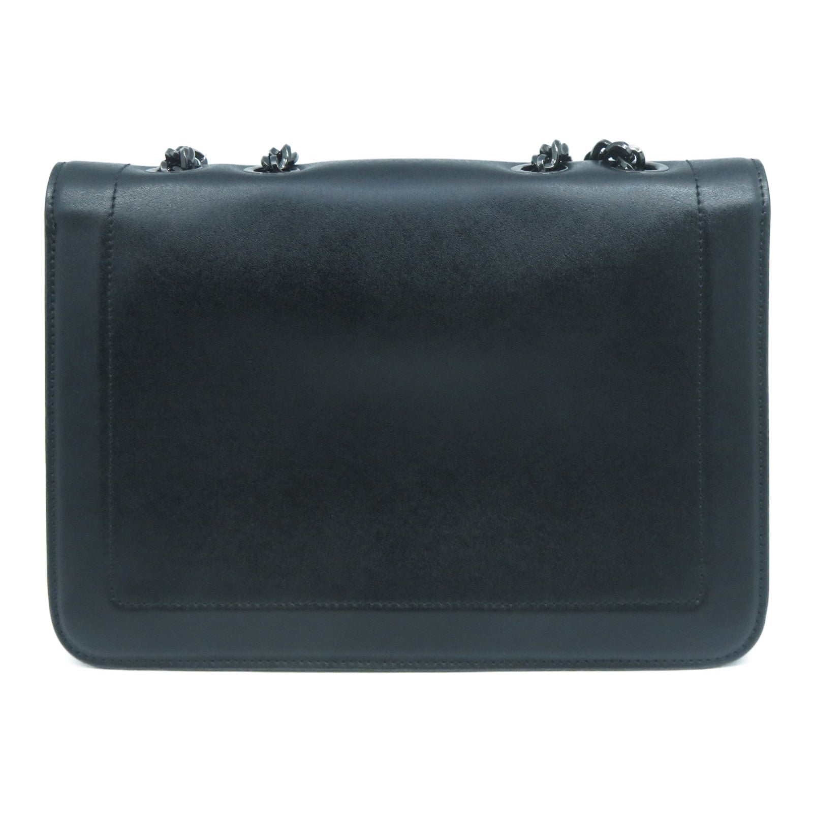 Salvatore Ferragamo 牛皮皮革Shoulder Bag銀扣鏈帶肩背袋黑色
