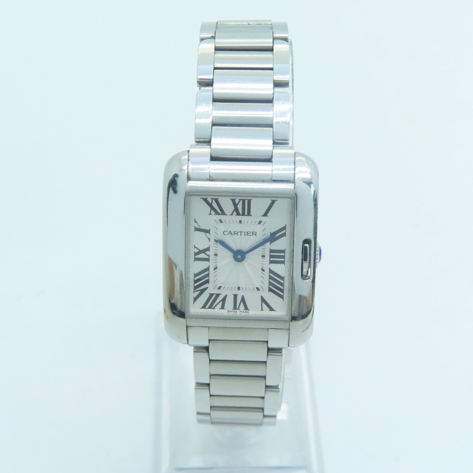 CARTIER Tank Anglaise不锈钢石英手表银色