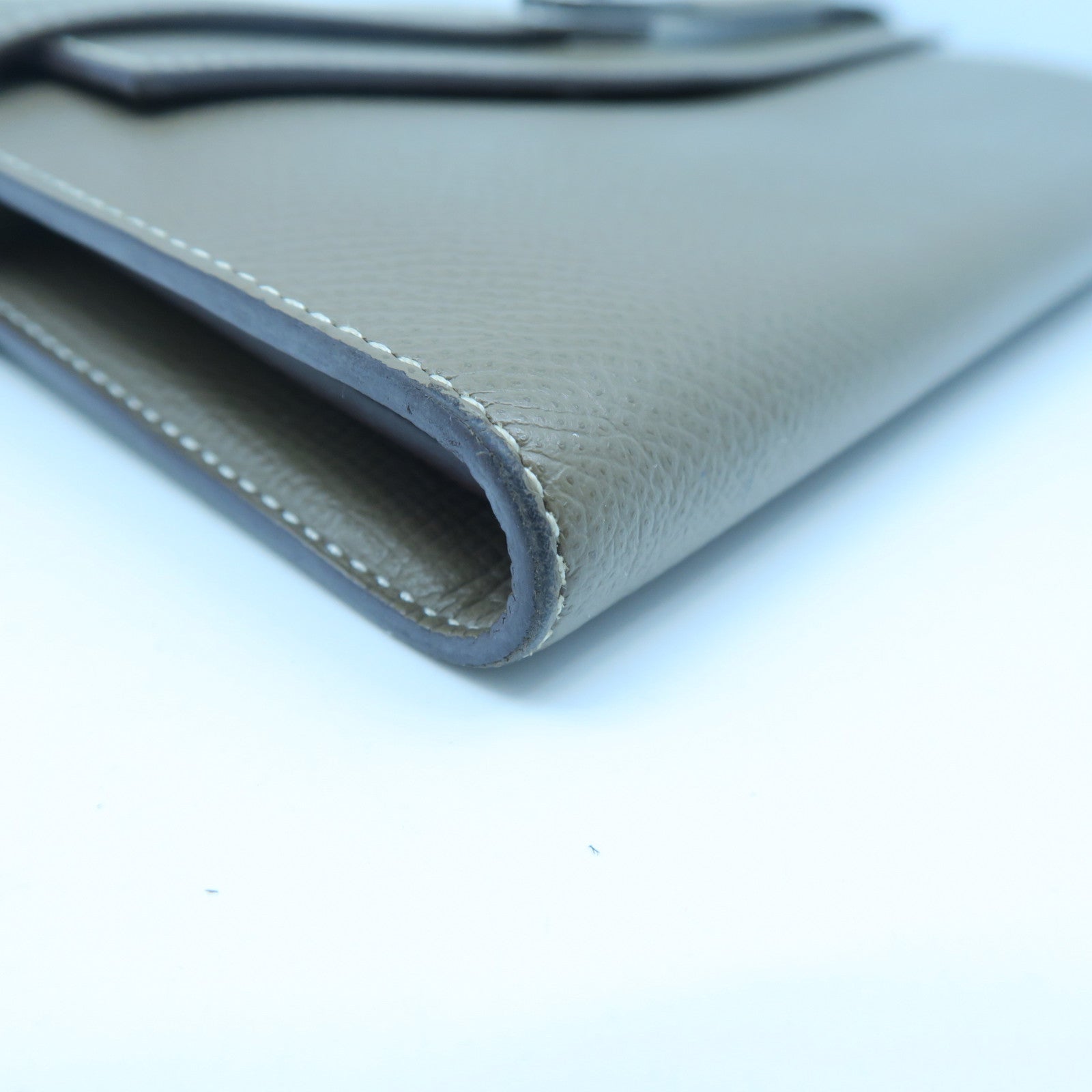 HERMES Epsom皮革Kelly Long Wallet銀扣長錢包大象灰