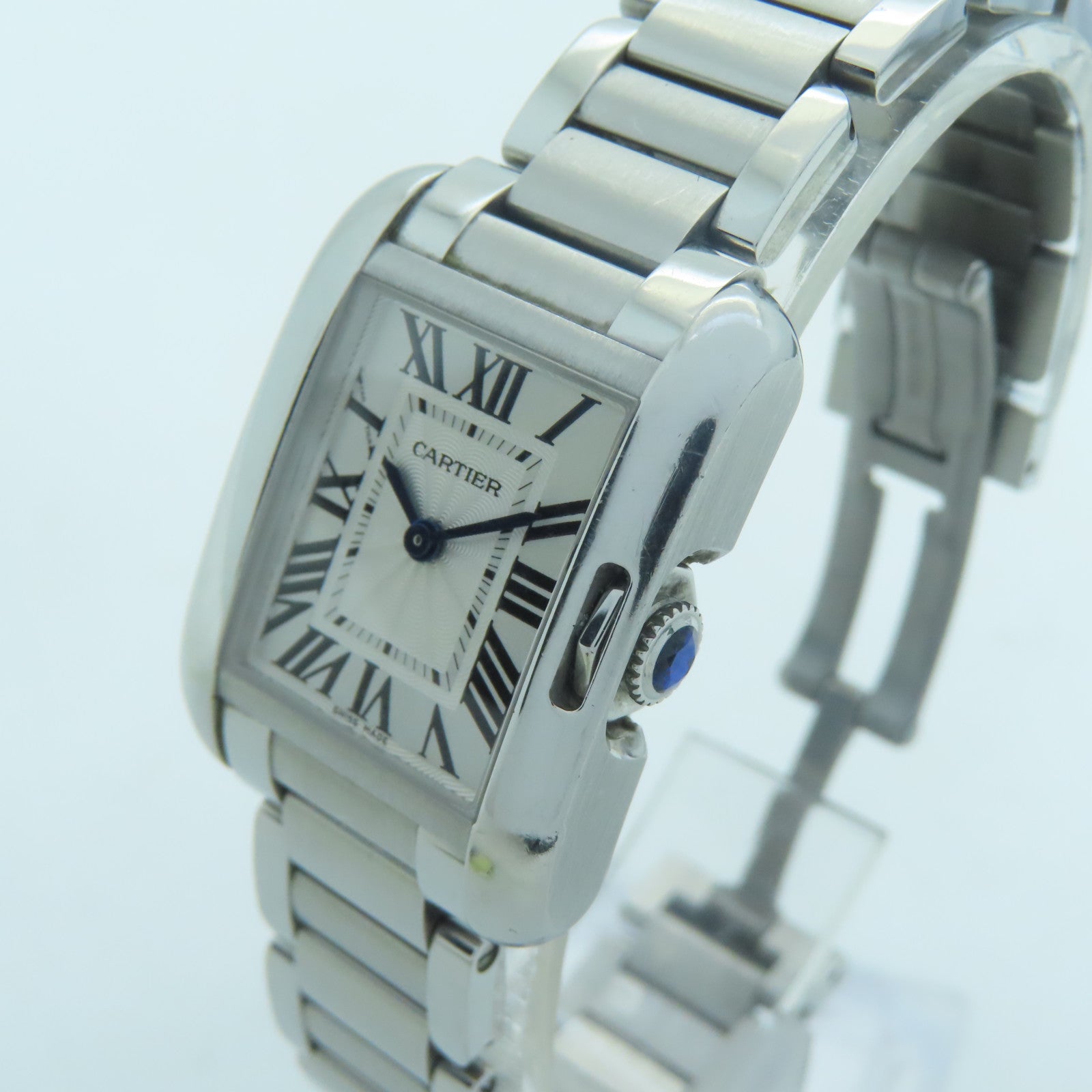 CARTIER Tank Anglaise不锈钢石英手表银色