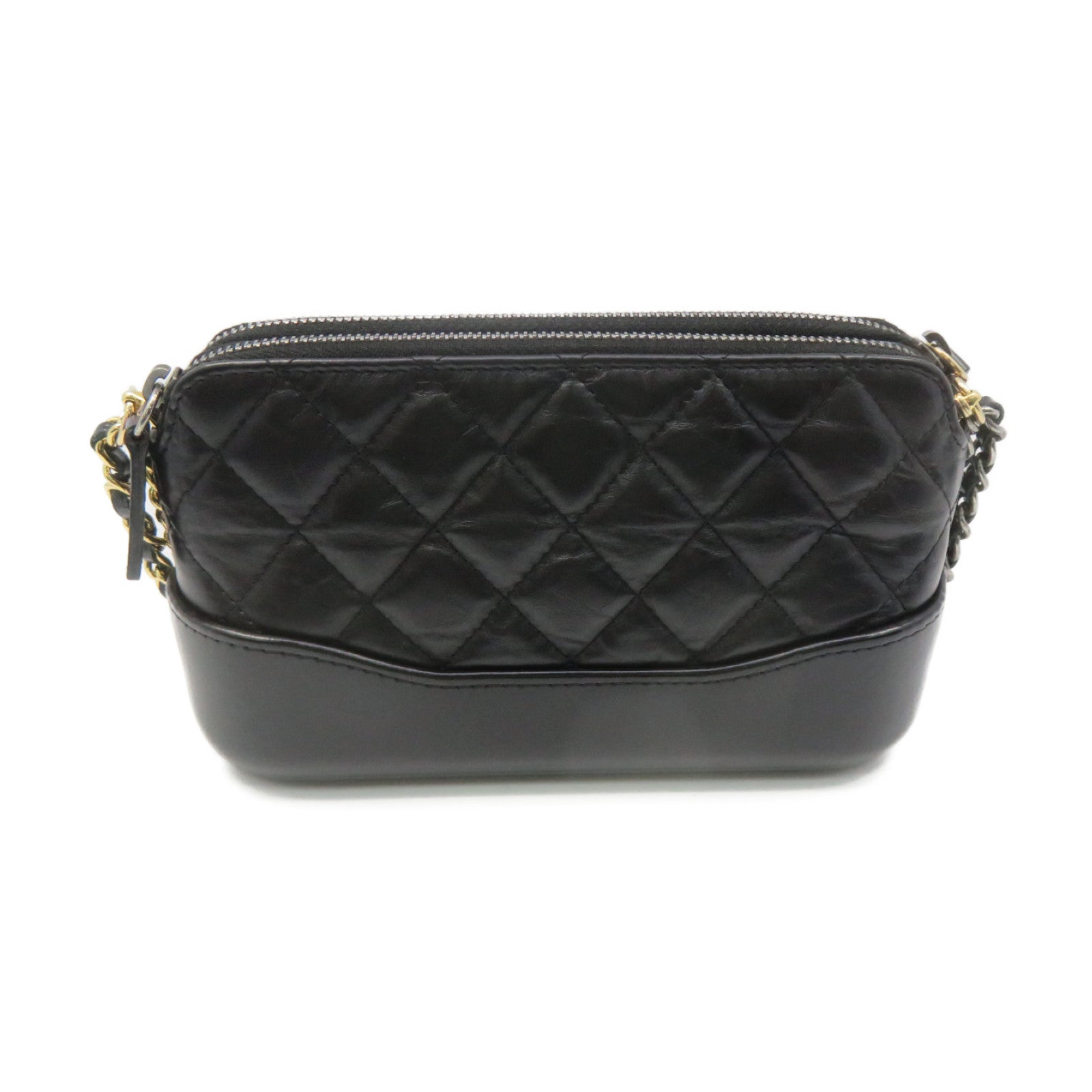 CHANEL 菱格牛皮皮革Cluch With Chain Shoulder Bag金扣链带肩背袋黑色