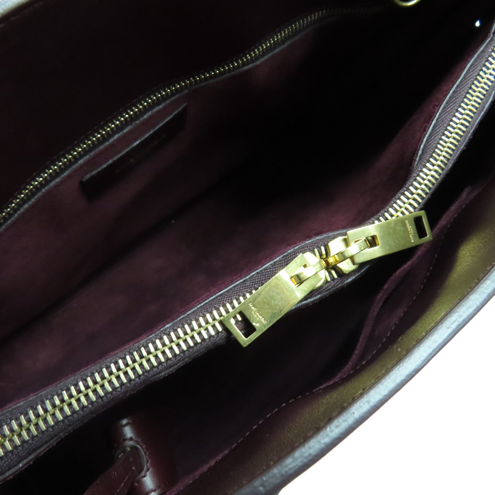 SAINT LAURENT 牛皮皮革Sac de Jour Shoulder Bag金扣手挽肩背兩用袋啡色