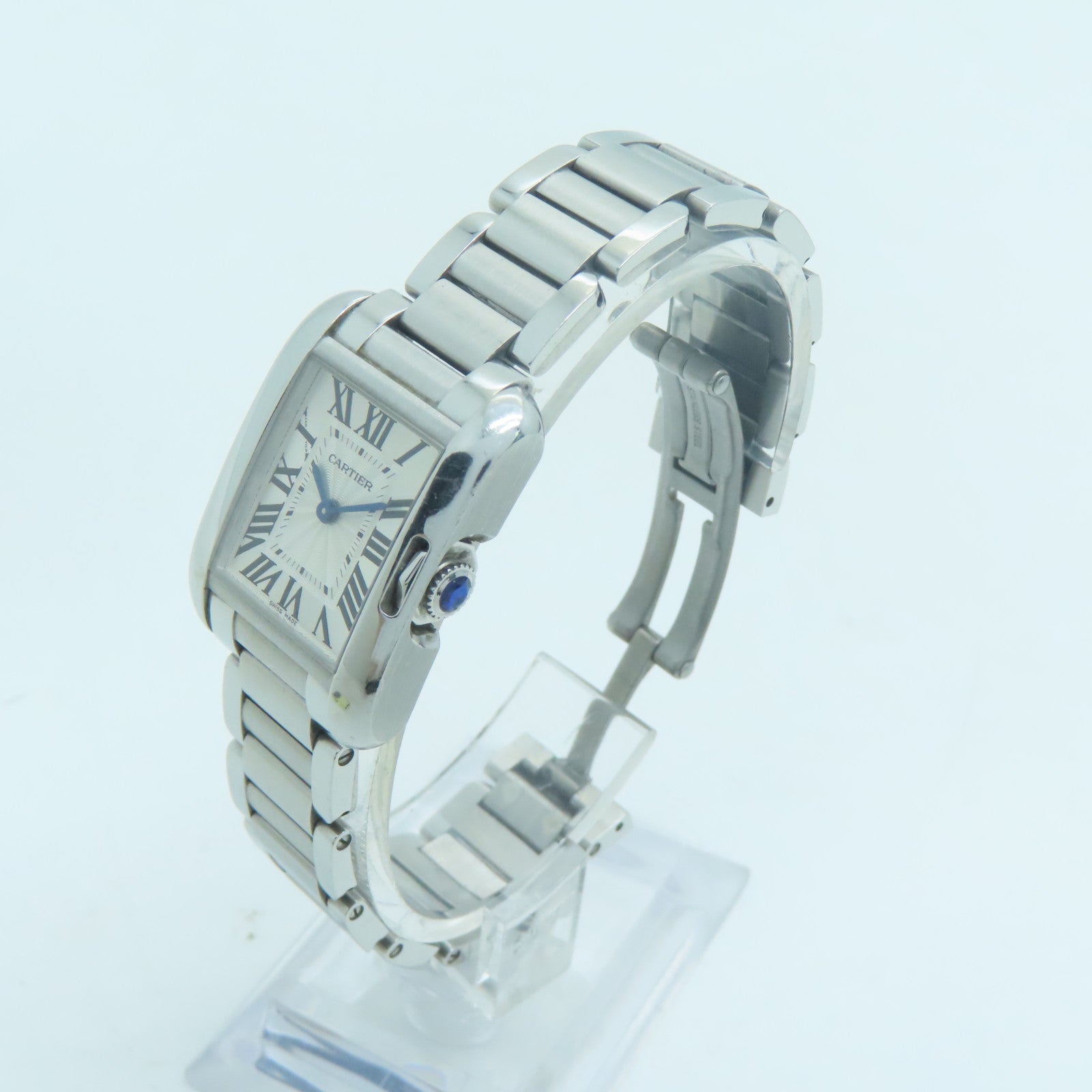 CARTIER Tank Anglaise不锈钢石英手表银色