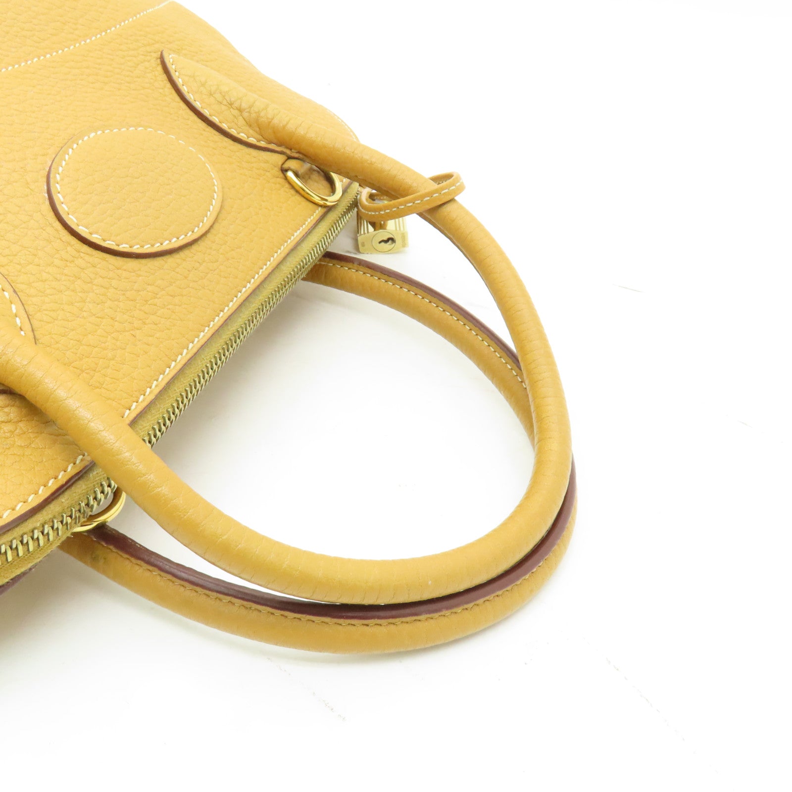 HERMES Ardennes皮革Bolide 31金扣手挽肩背兩用袋芥末色
