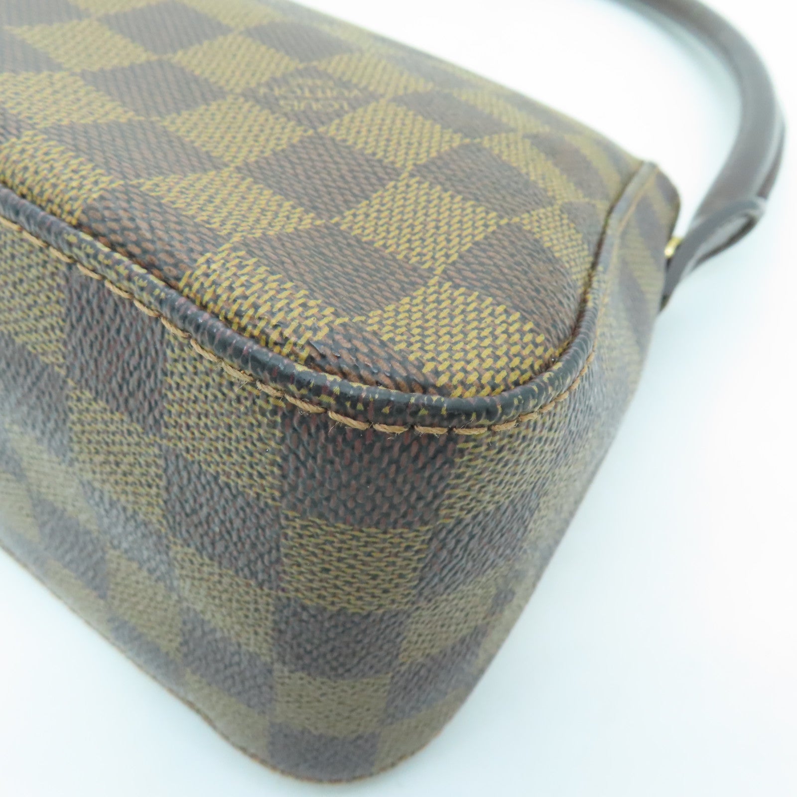 LOUIS VUITTON Damier Mini Looping金扣手挽袋/肩背袋啡色