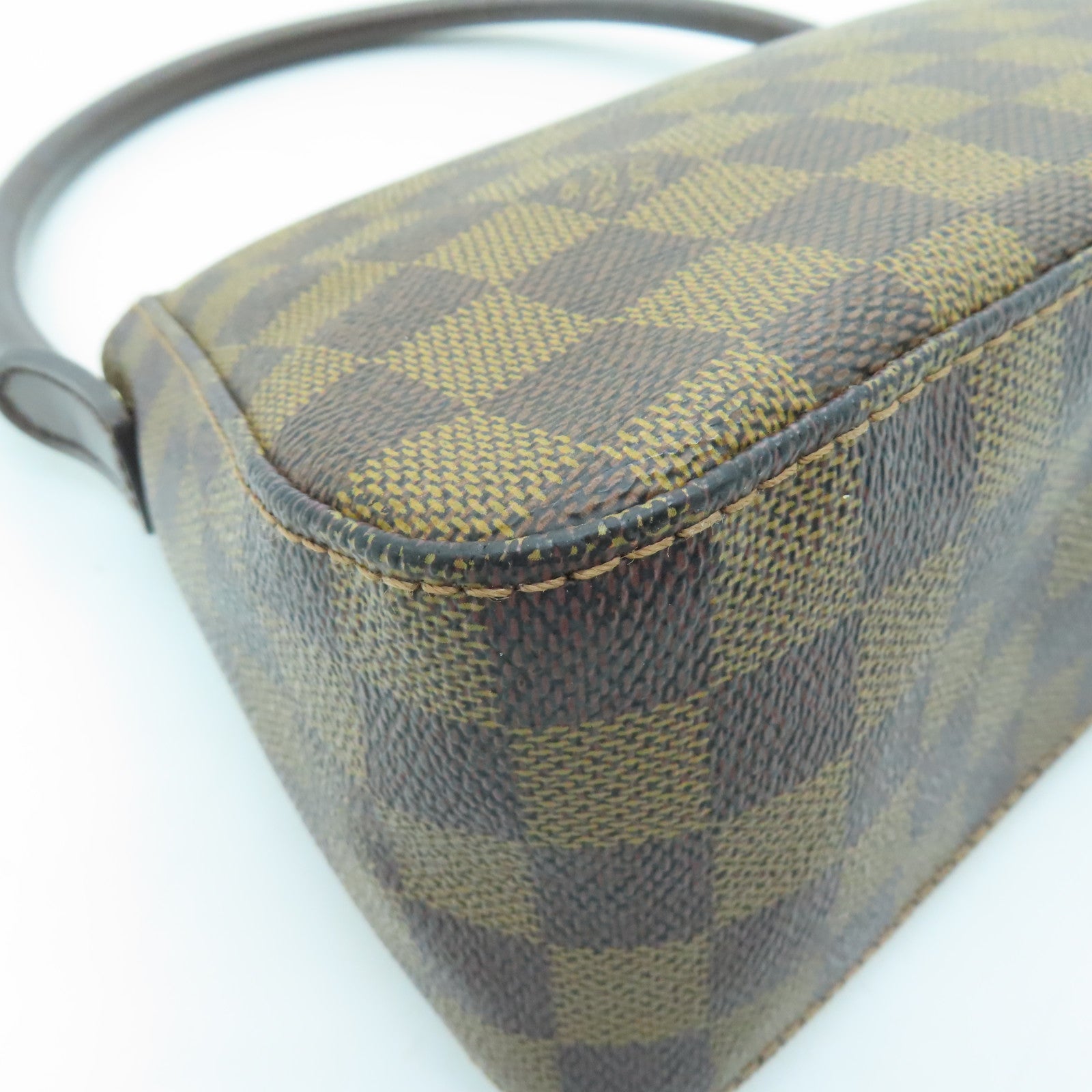 LOUIS VUITTON Damier Mini Looping金扣手挽袋/肩背袋啡色