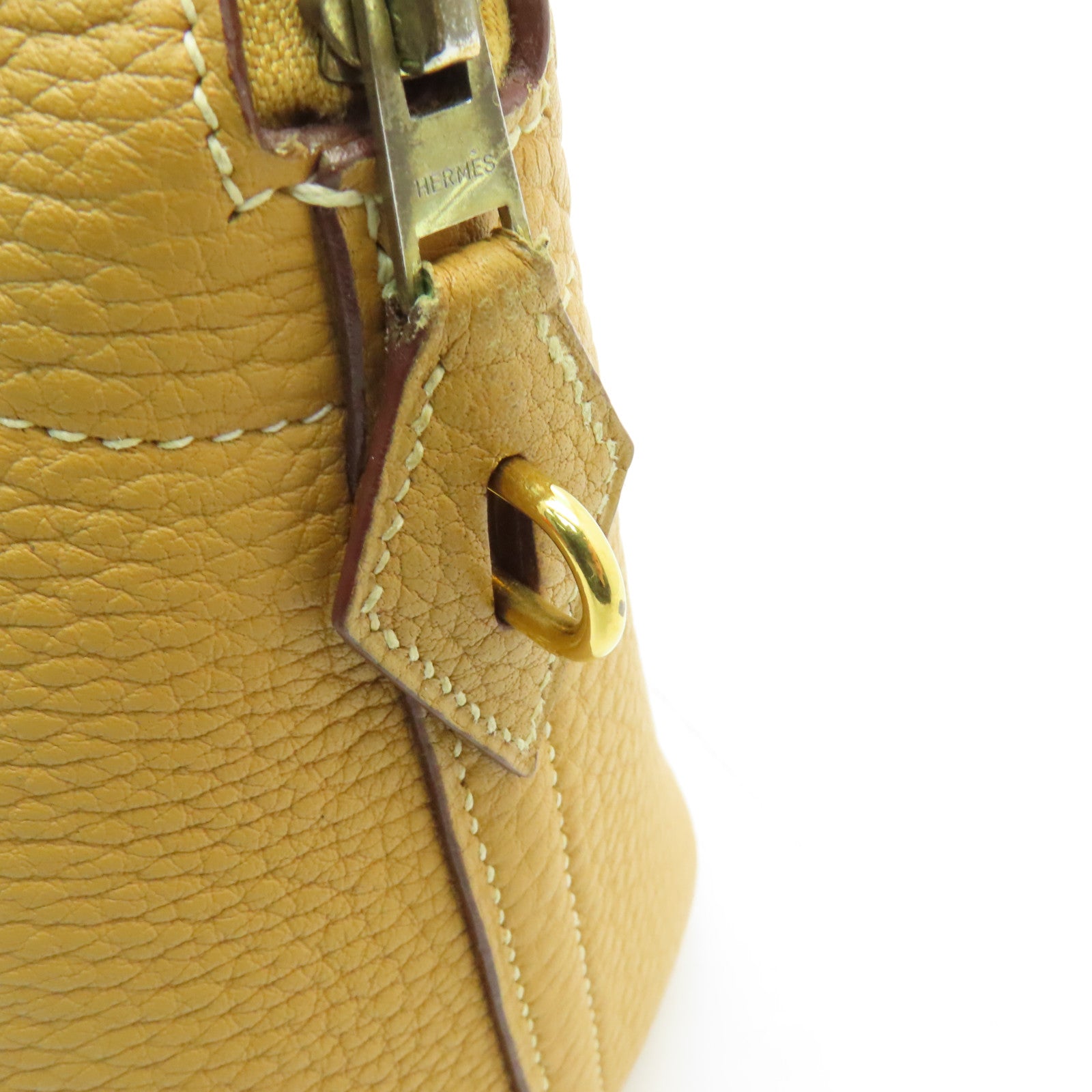 HERMES Ardennes皮革Bolide 31金扣手挽肩背兩用袋芥末色