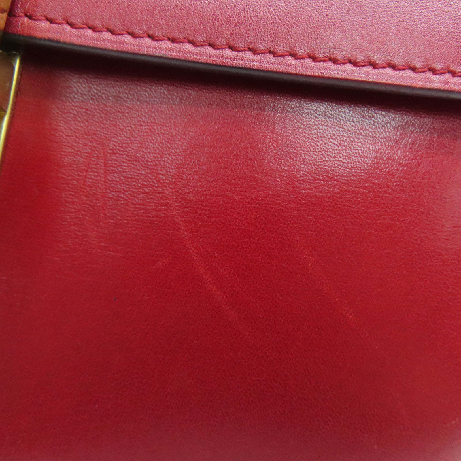 CELINE 【激減優惠】牛皮皮革Box Shoulder Bag金扣肩背袋紅色