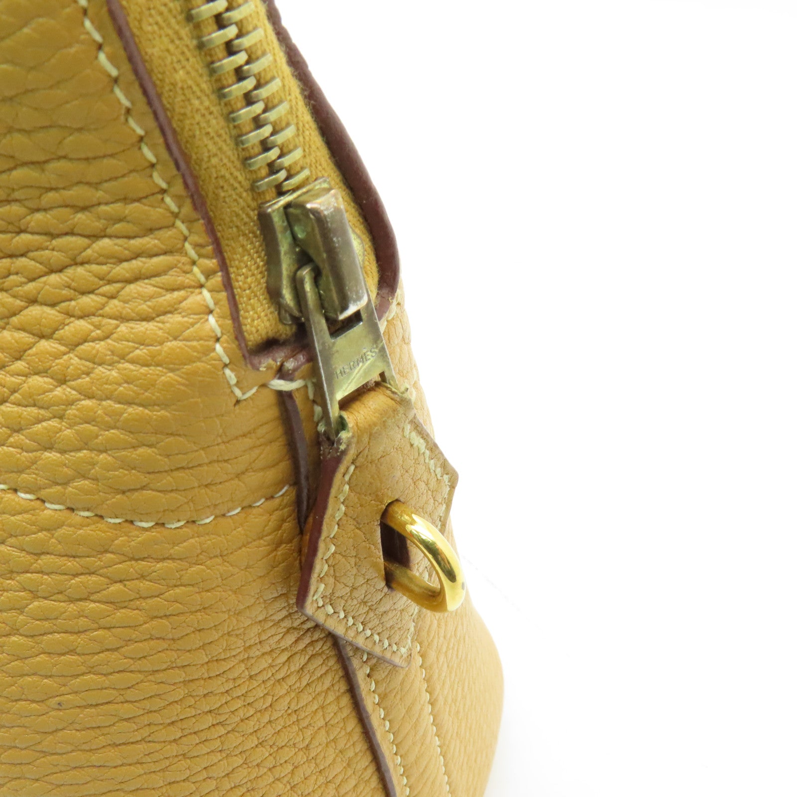 HERMES Ardennes皮革Bolide 31金扣手挽肩背兩用袋芥末色