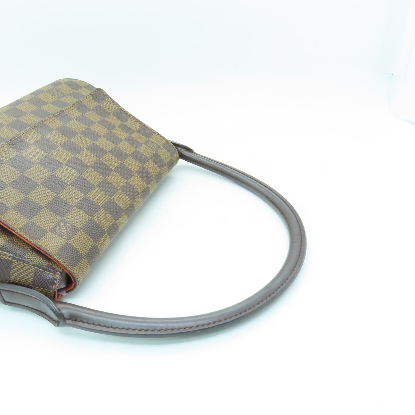 LOUIS VUITTON Damier Mini Looping金扣手挽袋/肩背袋啡色
