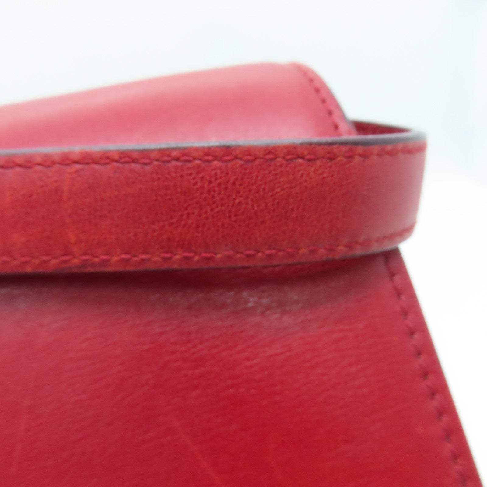 CELINE 【激減優惠】牛皮皮革Box Shoulder Bag金扣肩背袋紅色
