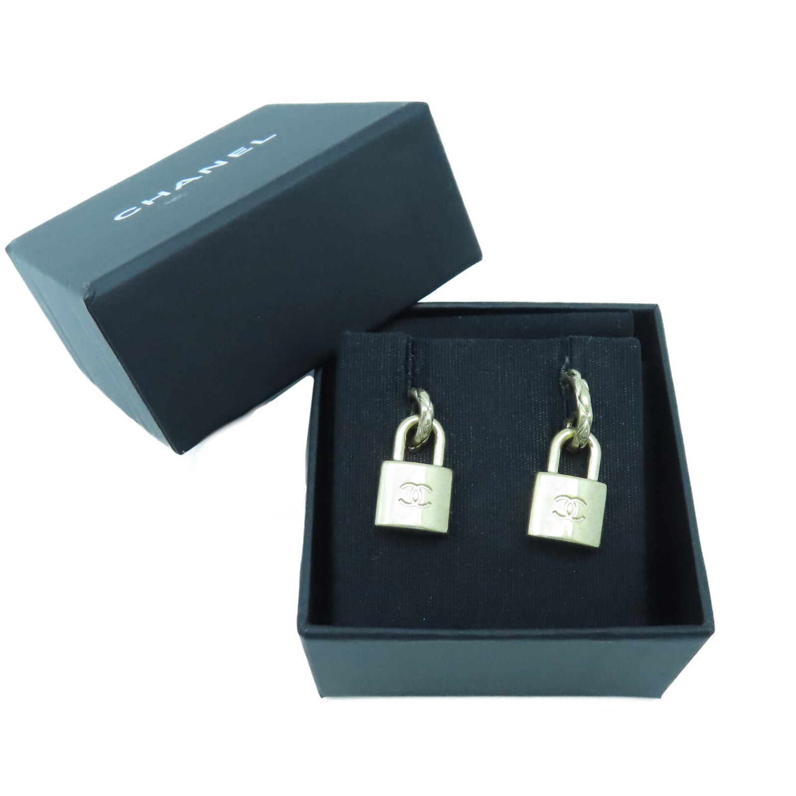 CHANEL metal Padlock Earrings gold earrings