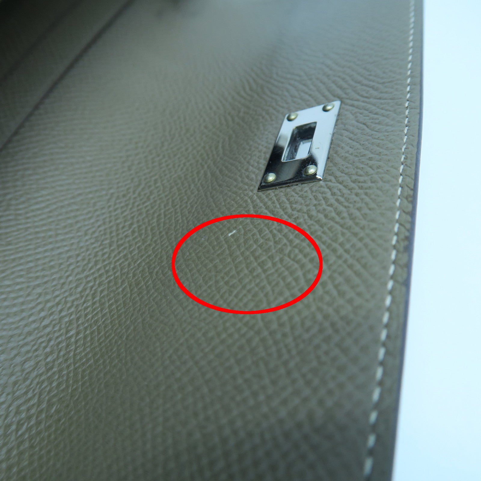 HERMES Epsom皮革Kelly Long Wallet銀扣長錢包大象灰