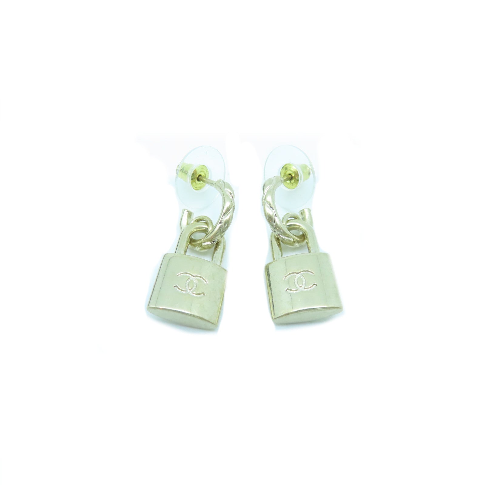 CHANEL metal Padlock Earrings gold earrings