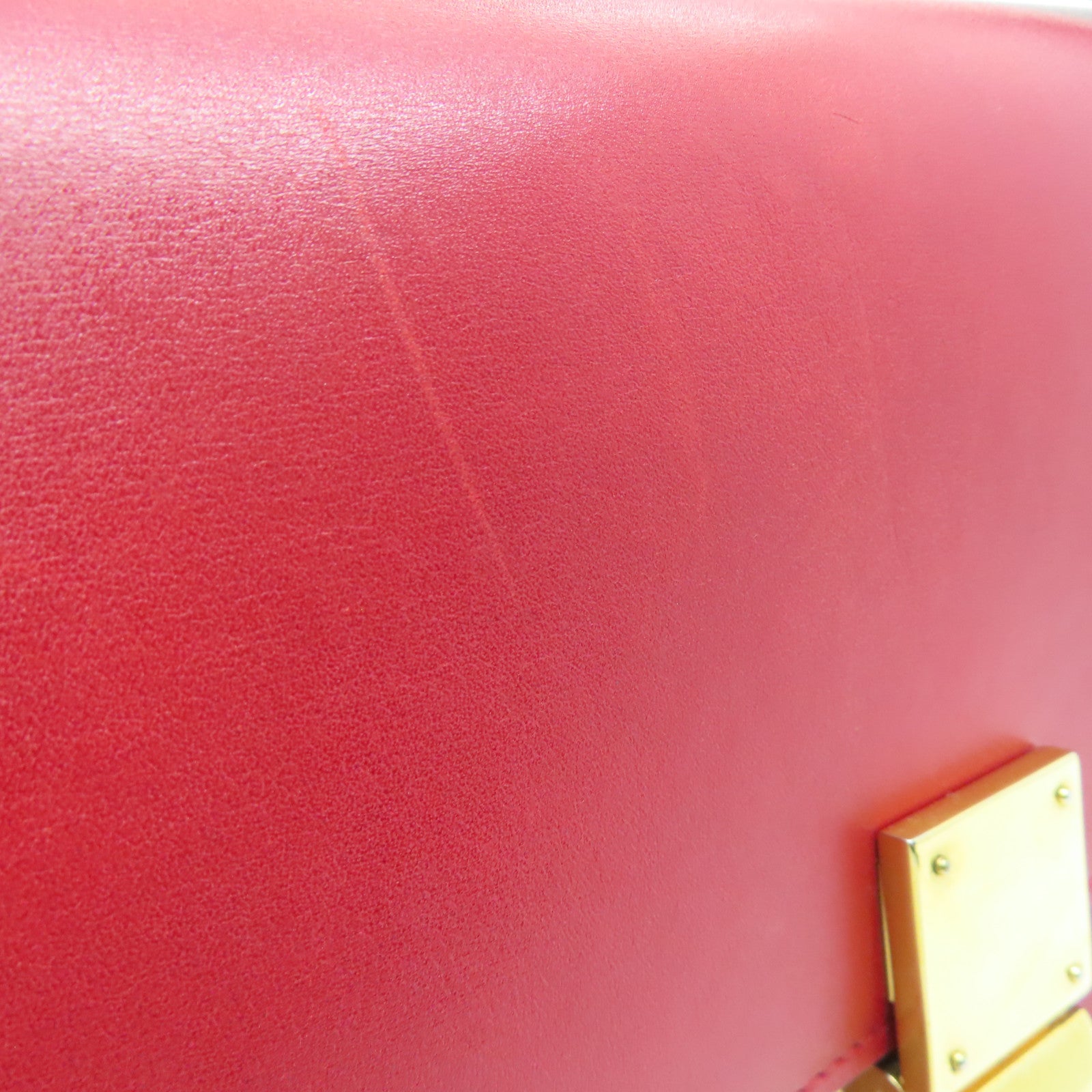 CELINE 【激減優惠】牛皮皮革Box Shoulder Bag金扣肩背袋紅色