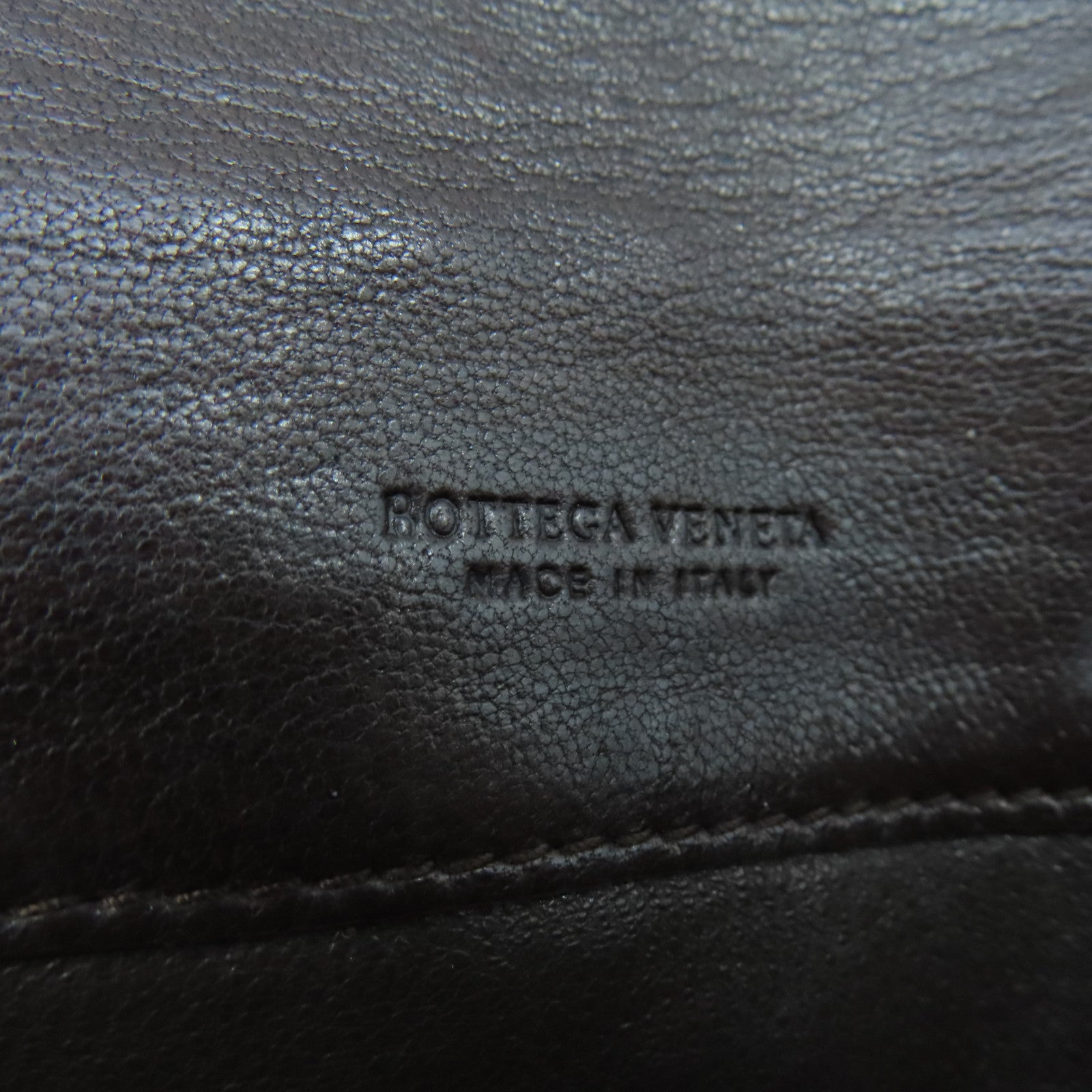 BOTTEGA VENETA Textured Leather Long Wallet Gold Buckle Long Wallet Brown