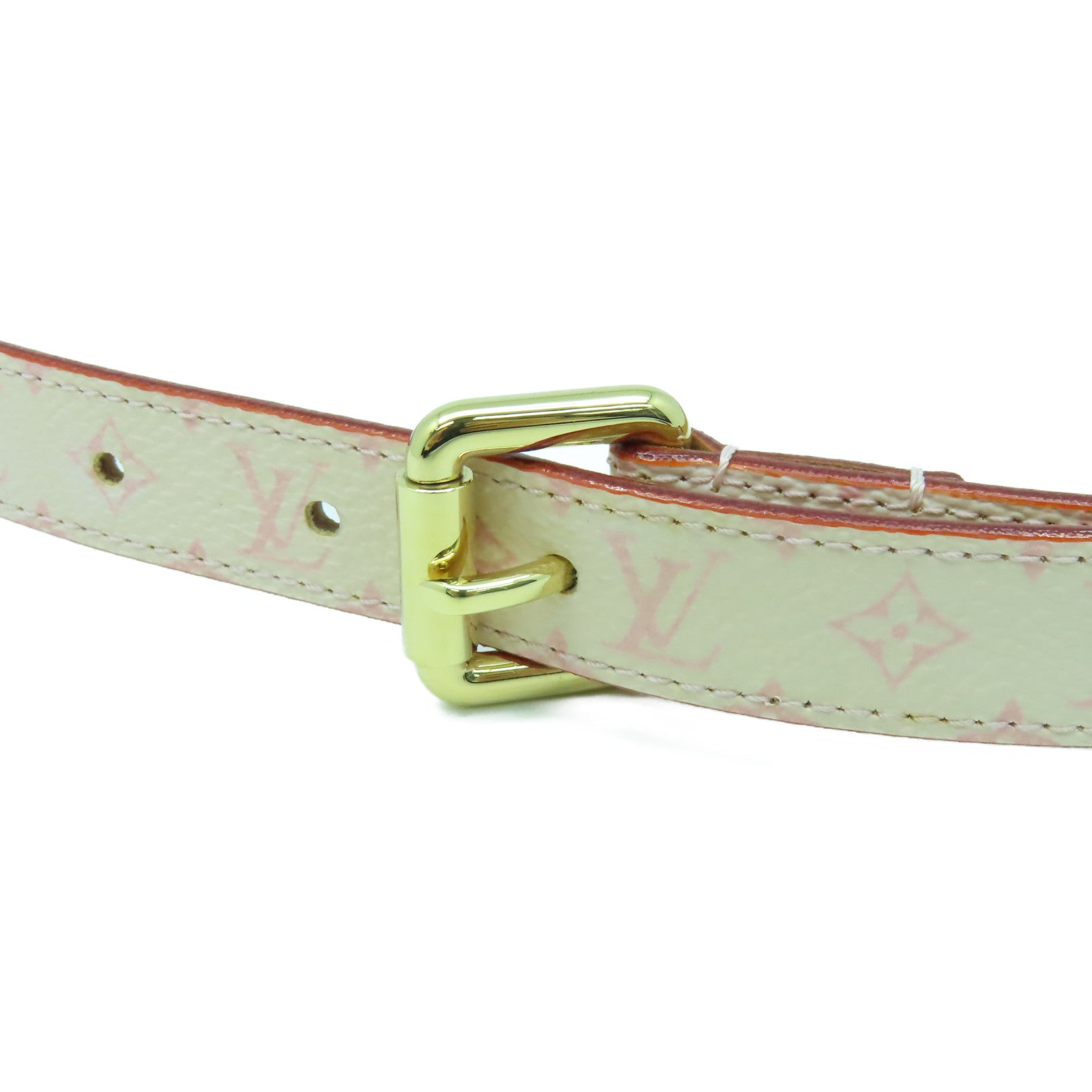 LOUIS VUITTON Monogram Cherry Blossom Ceinture金扣皮帶粉紅色