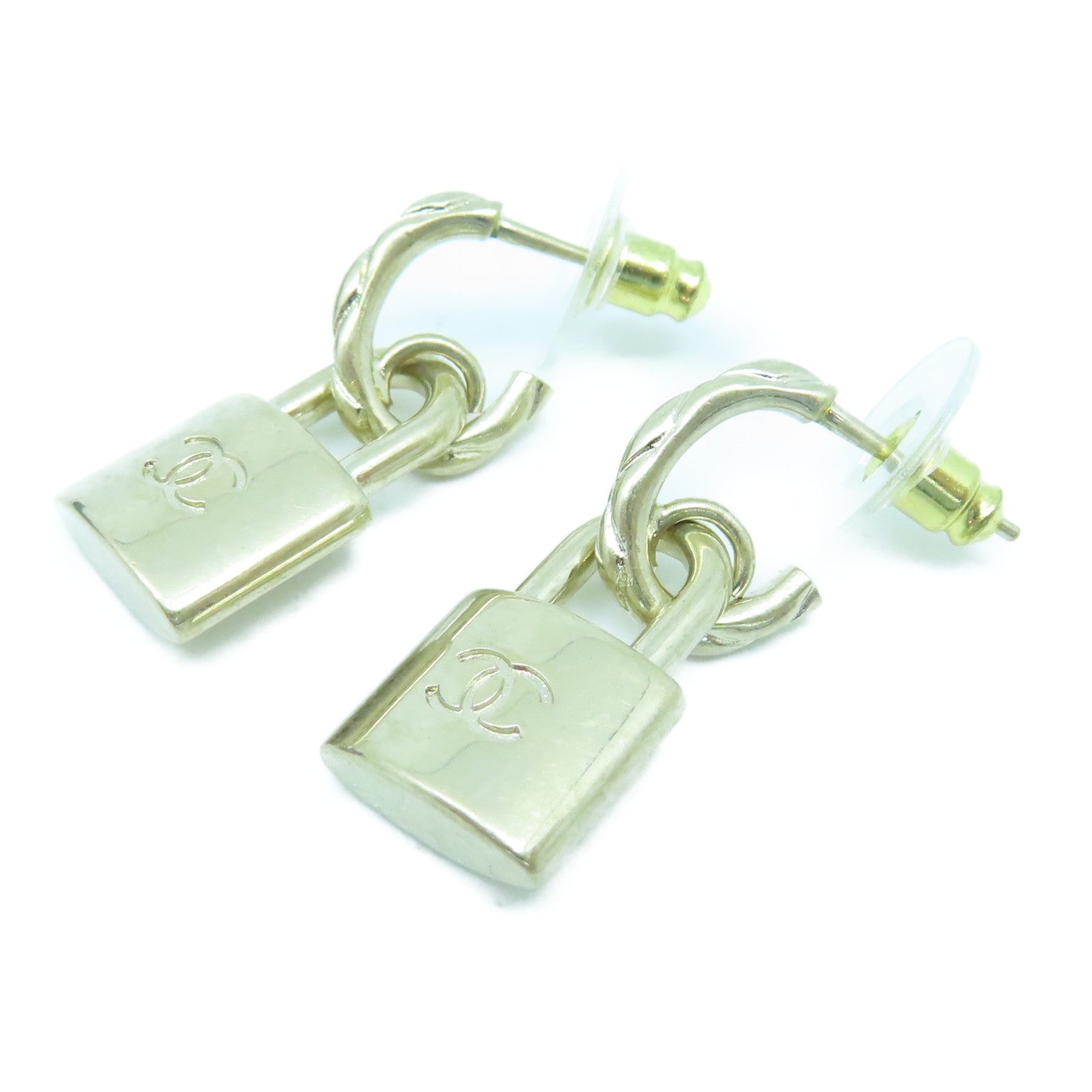 CHANEL metal Padlock Earrings gold earrings