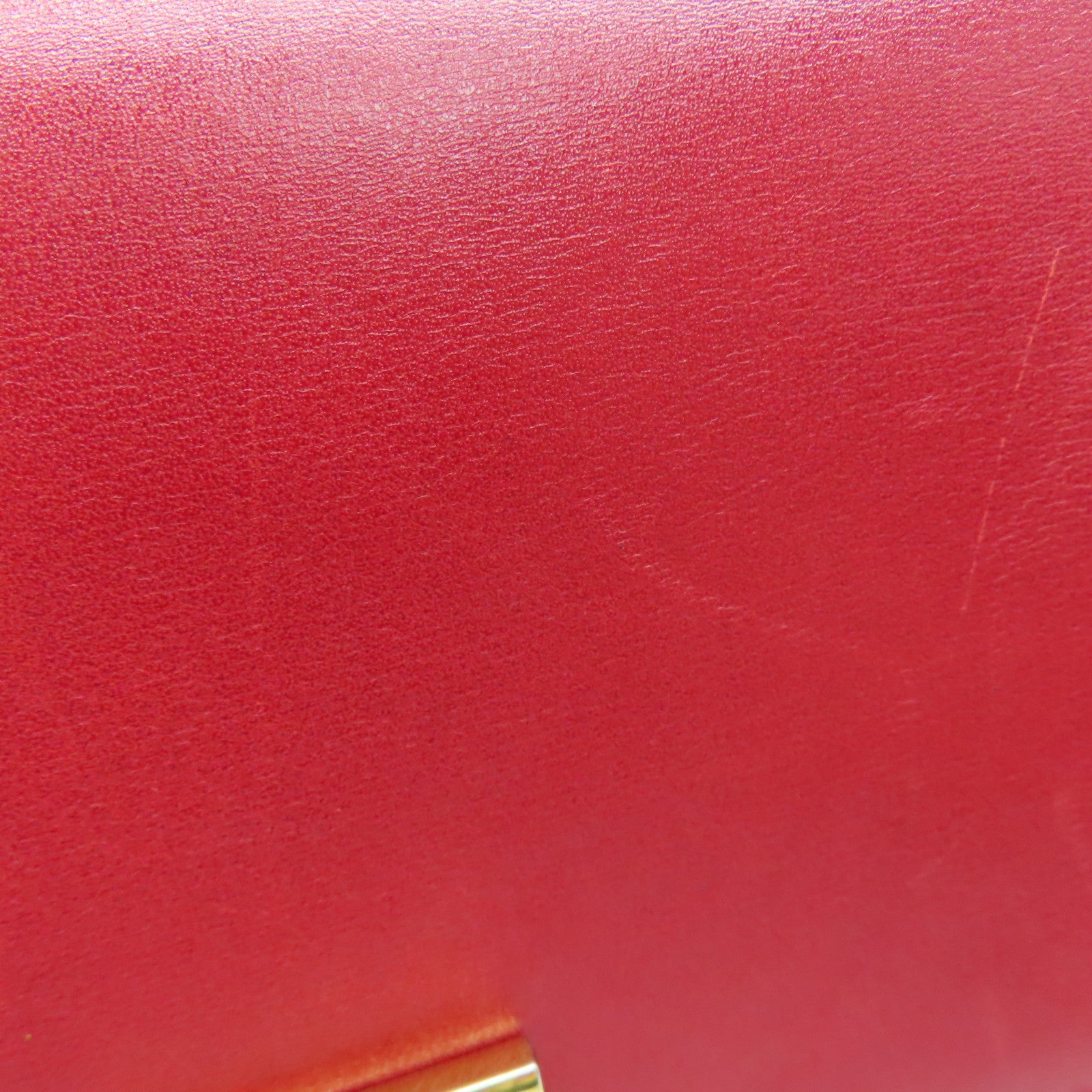 CELINE 【激減優惠】牛皮皮革Box Shoulder Bag金扣肩背袋紅色