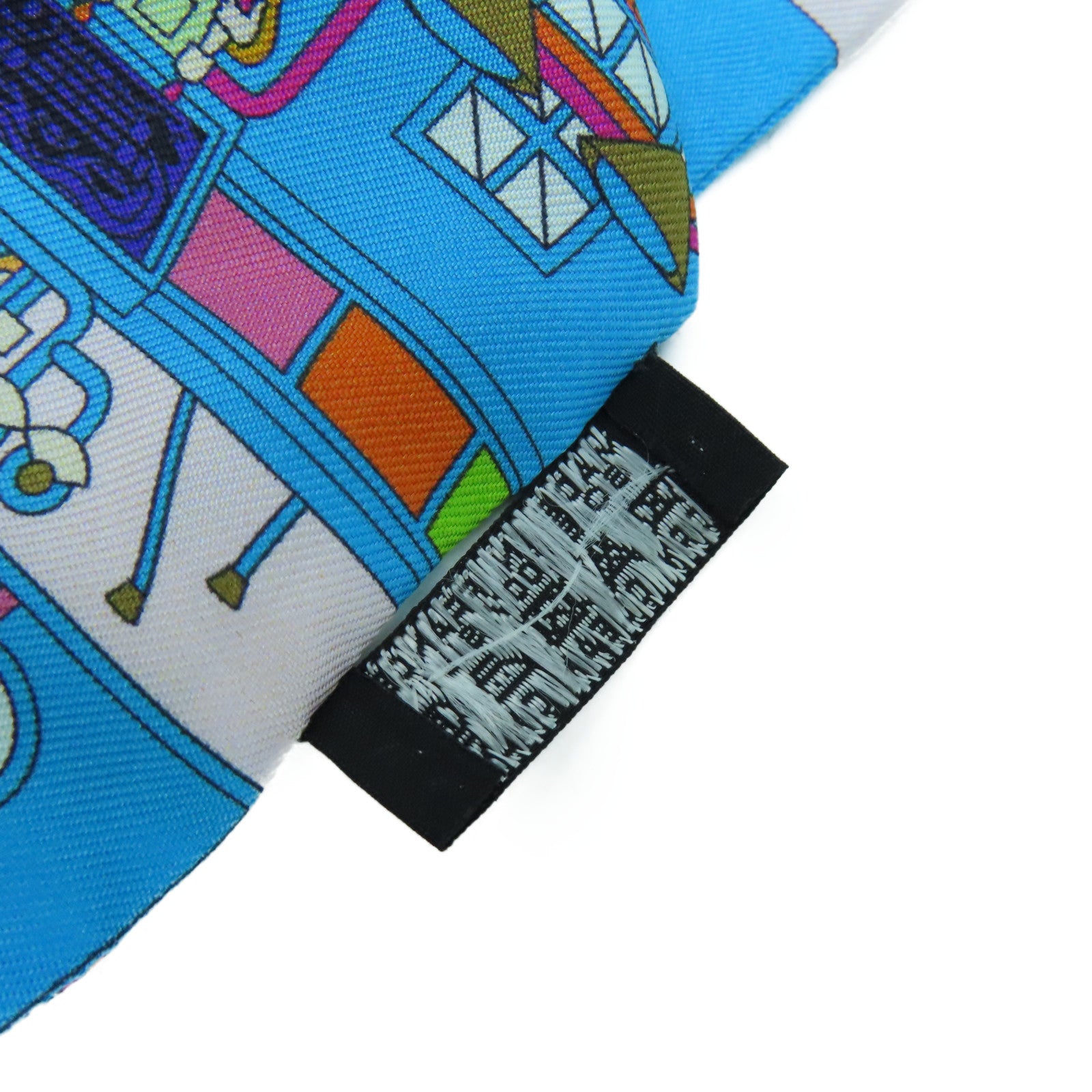 HERMES 絲質Twilly Scarf絲巾藍色/桃紅色