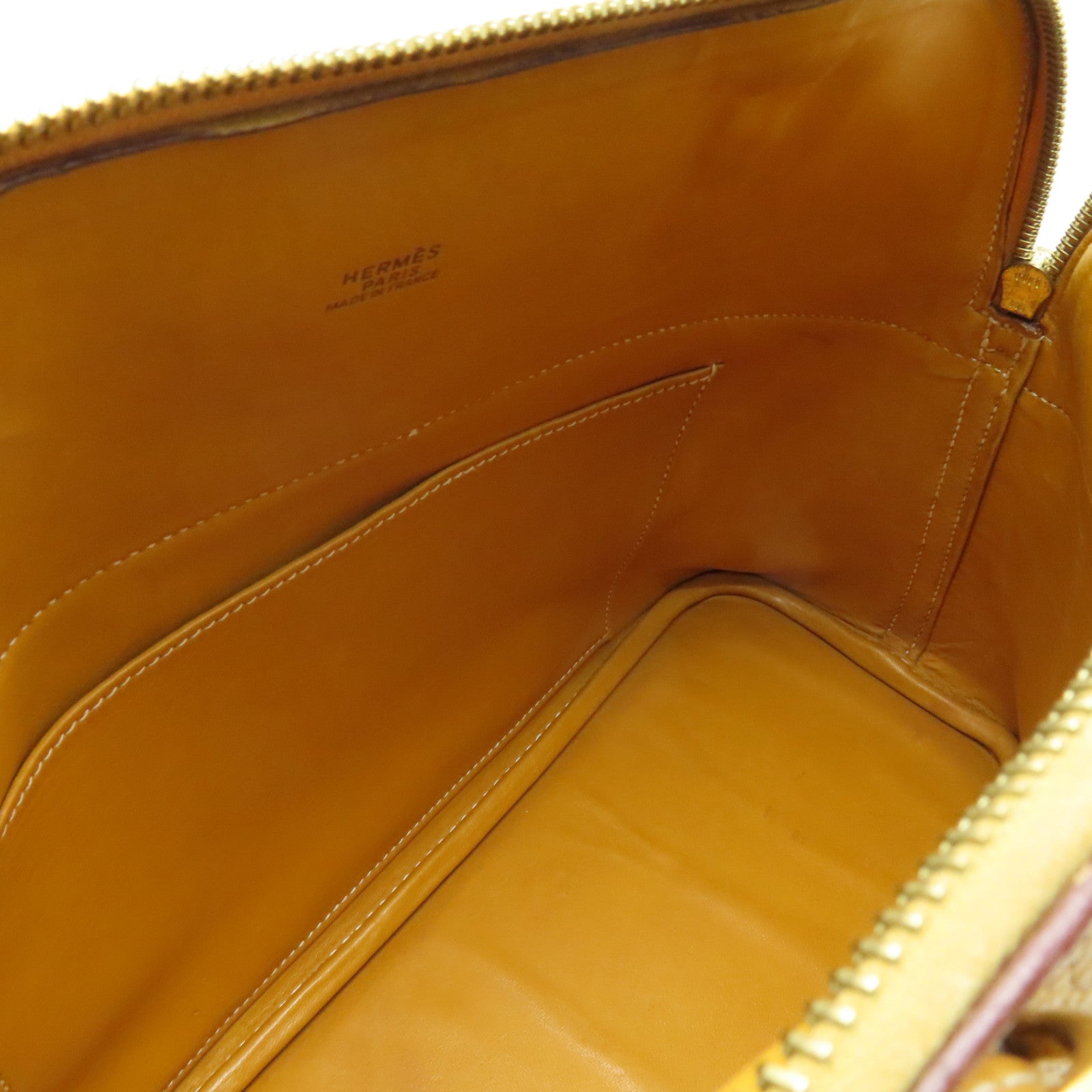 HERMES Ardennes皮革Bolide 31金扣手挽肩背兩用袋芥末色