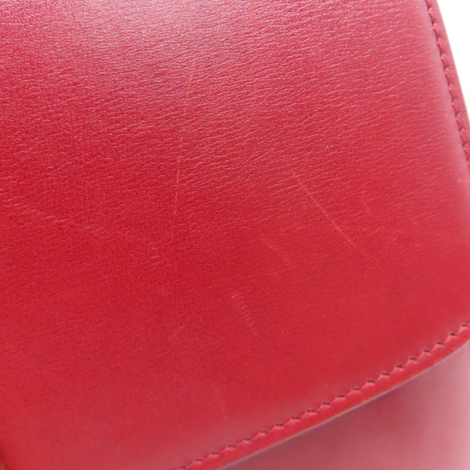CELINE 【激減優惠】牛皮皮革Box Shoulder Bag金扣肩背袋紅色