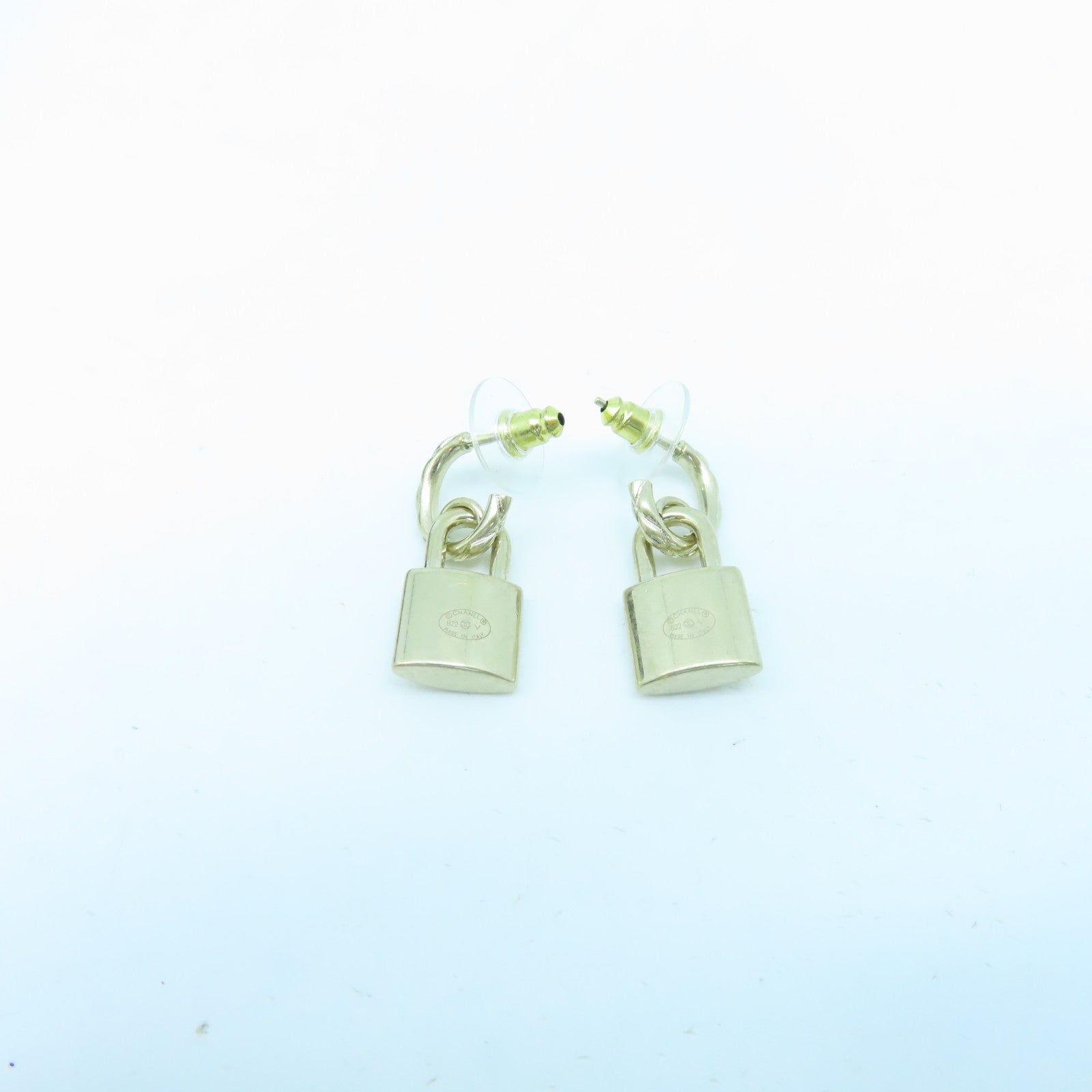 CHANEL metal Padlock Earrings gold earrings