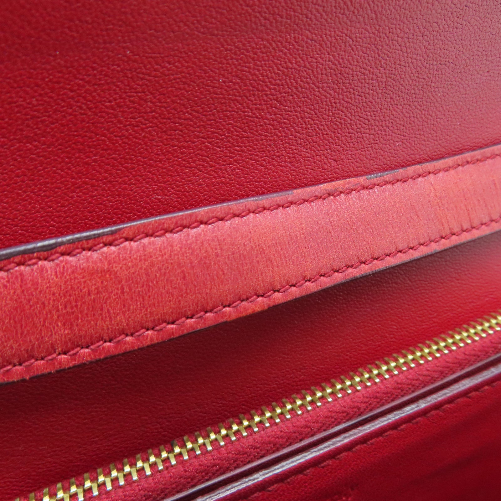 CELINE 【激減優惠】牛皮皮革Box Shoulder Bag金扣肩背袋紅色