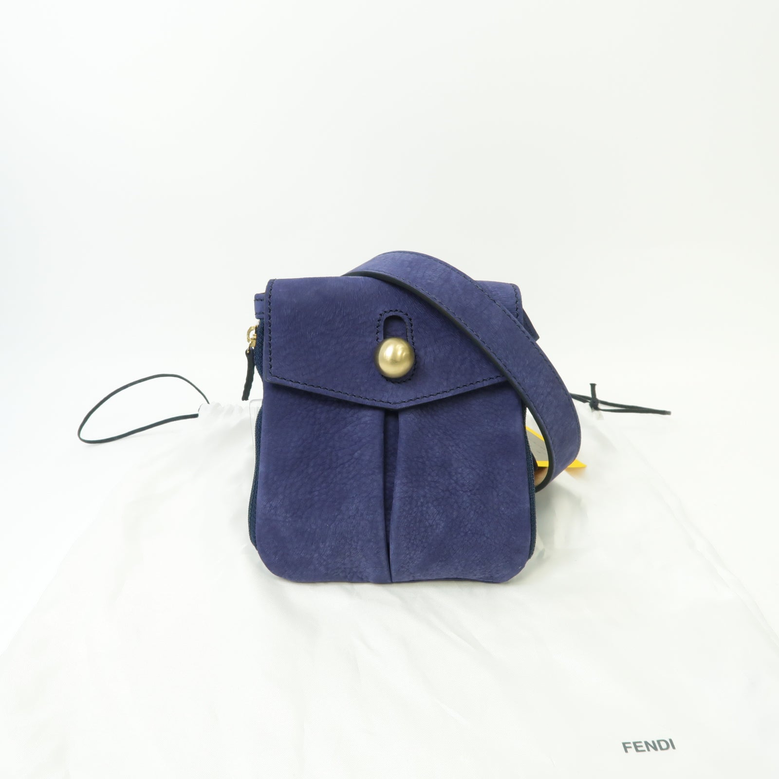 FENDI 麂皮皮革Waist Bag金扣腰包藍色