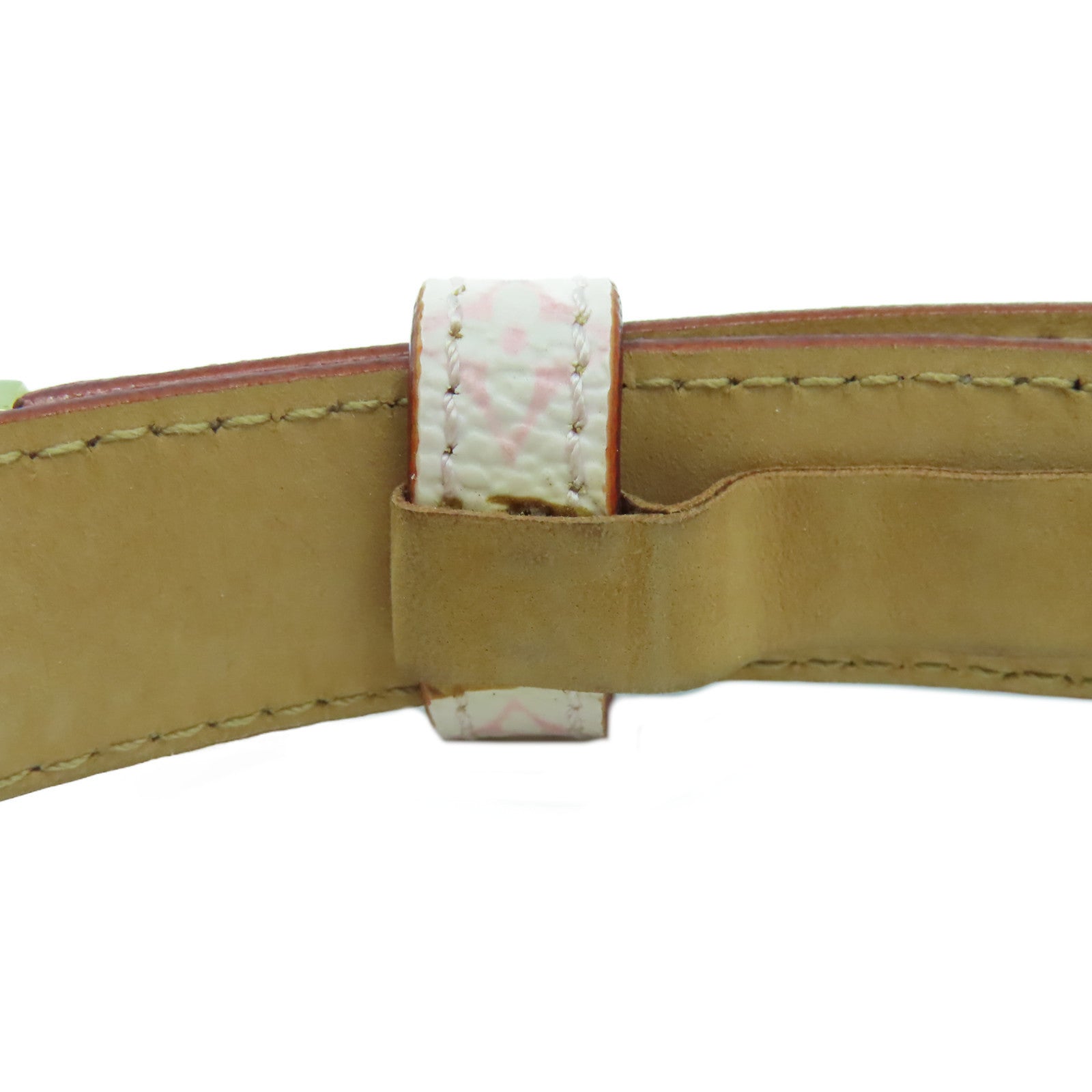 LOUIS VUITTON Monogram Cherry Blossom Ceinture金扣皮帶粉紅色