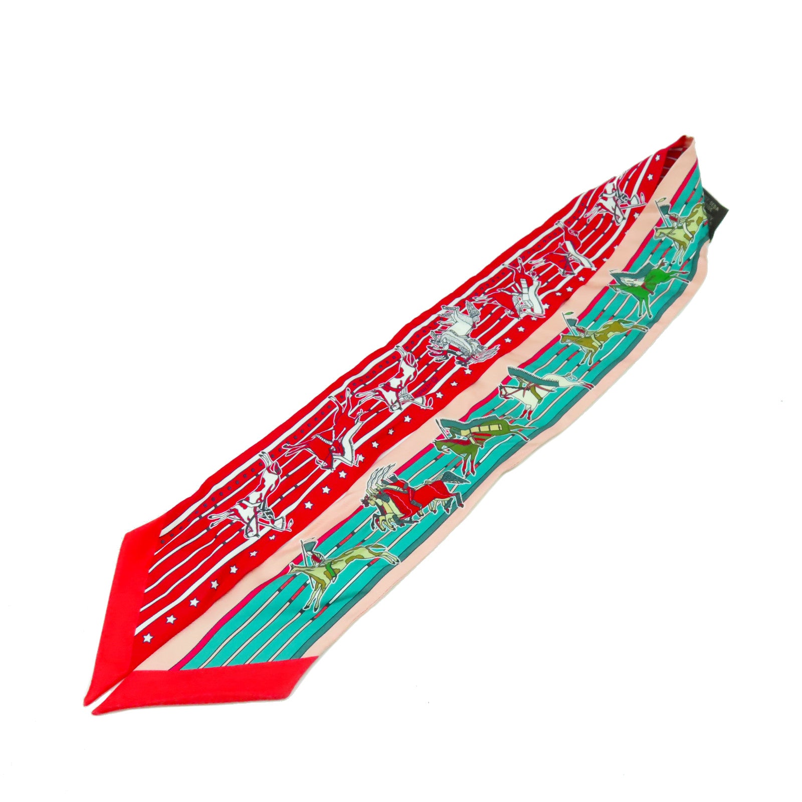 HERMES 絲質Twilly絲巾紅色/粉紅色/綠色