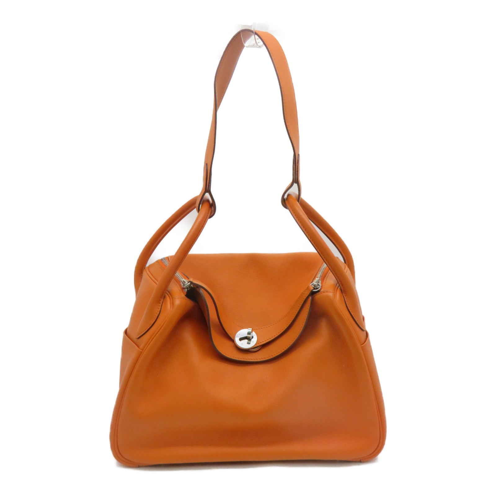 HERMES Swift皮革Lindy 30银扣肩背袋Orange橙色