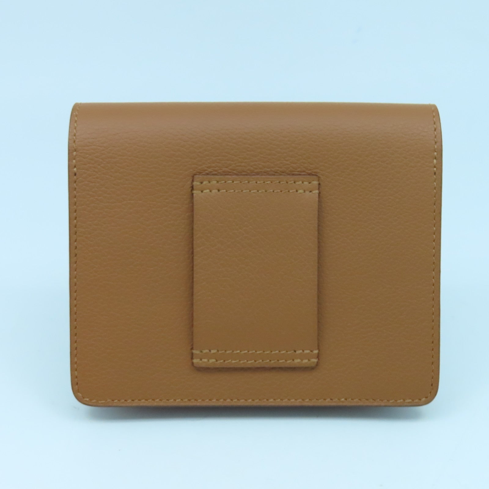 HERMES Evercolor Leather Roulis Slim Silver Buckle Wallet Classic Camel/Bubble Green