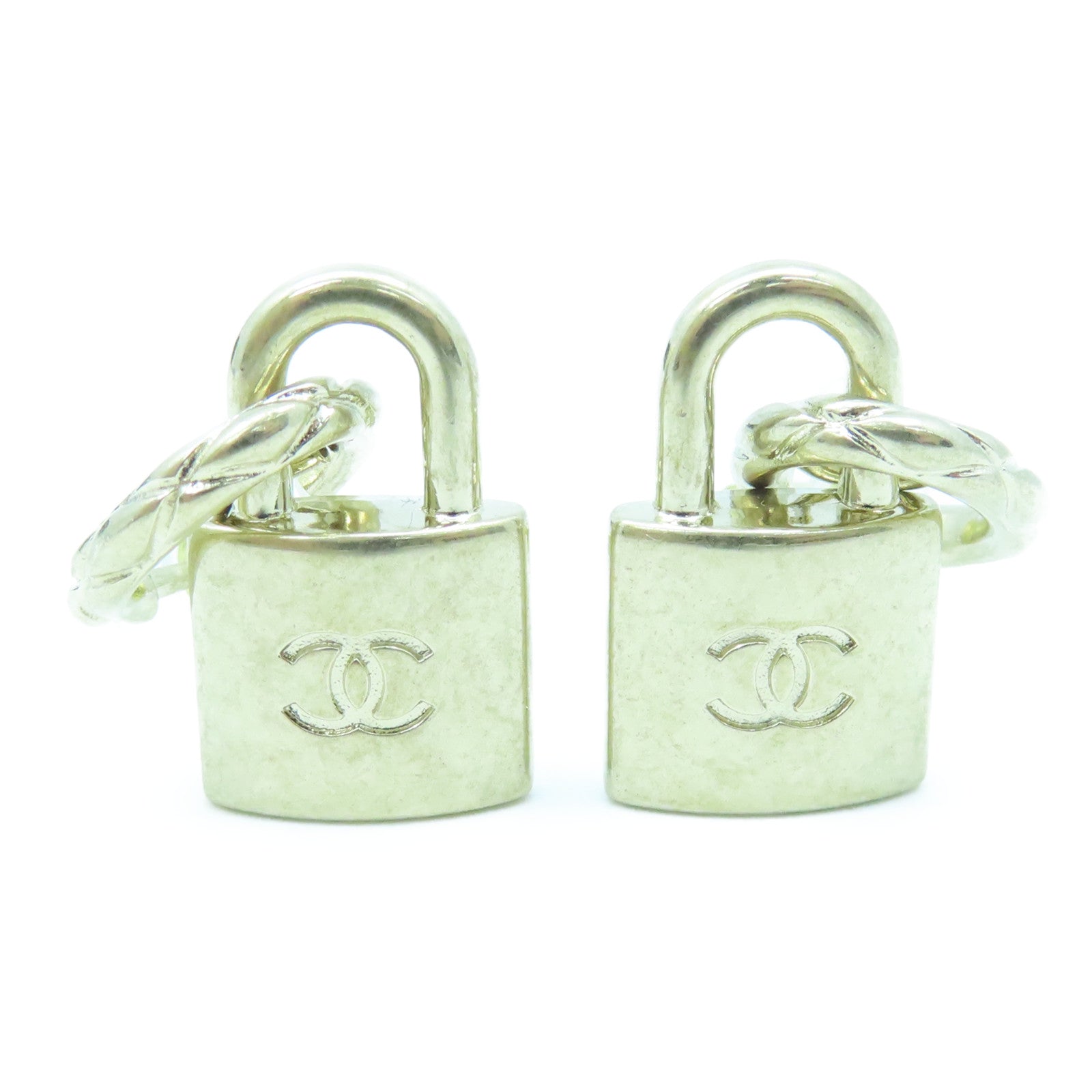 CHANEL 金屬Padlock Earrings耳環金色