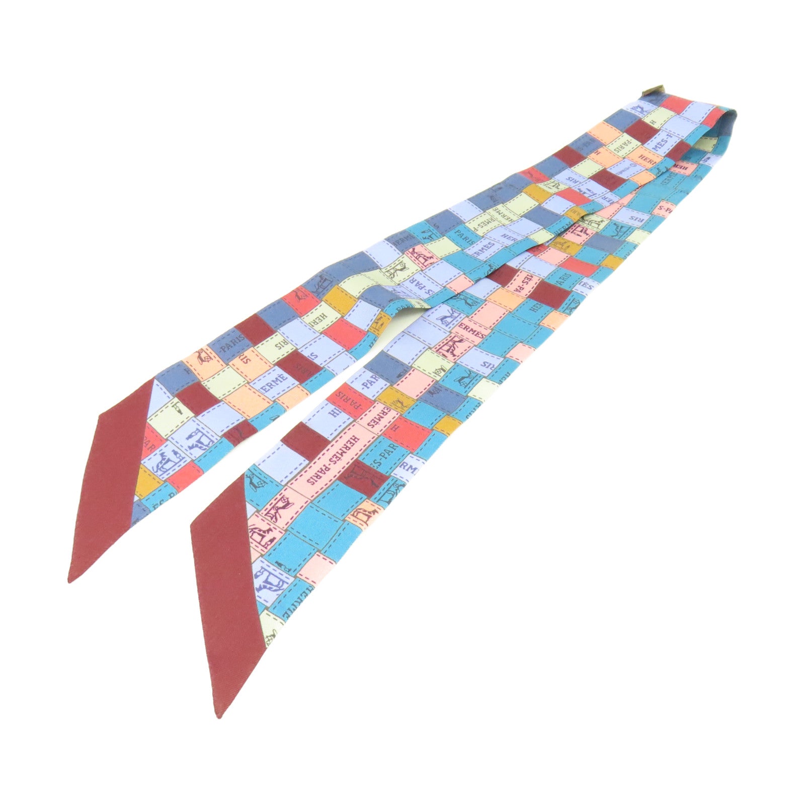 HERMES 【激減優惠】絲質Twilly Scarf絲巾藍色/啡色/粉紅色/彩色