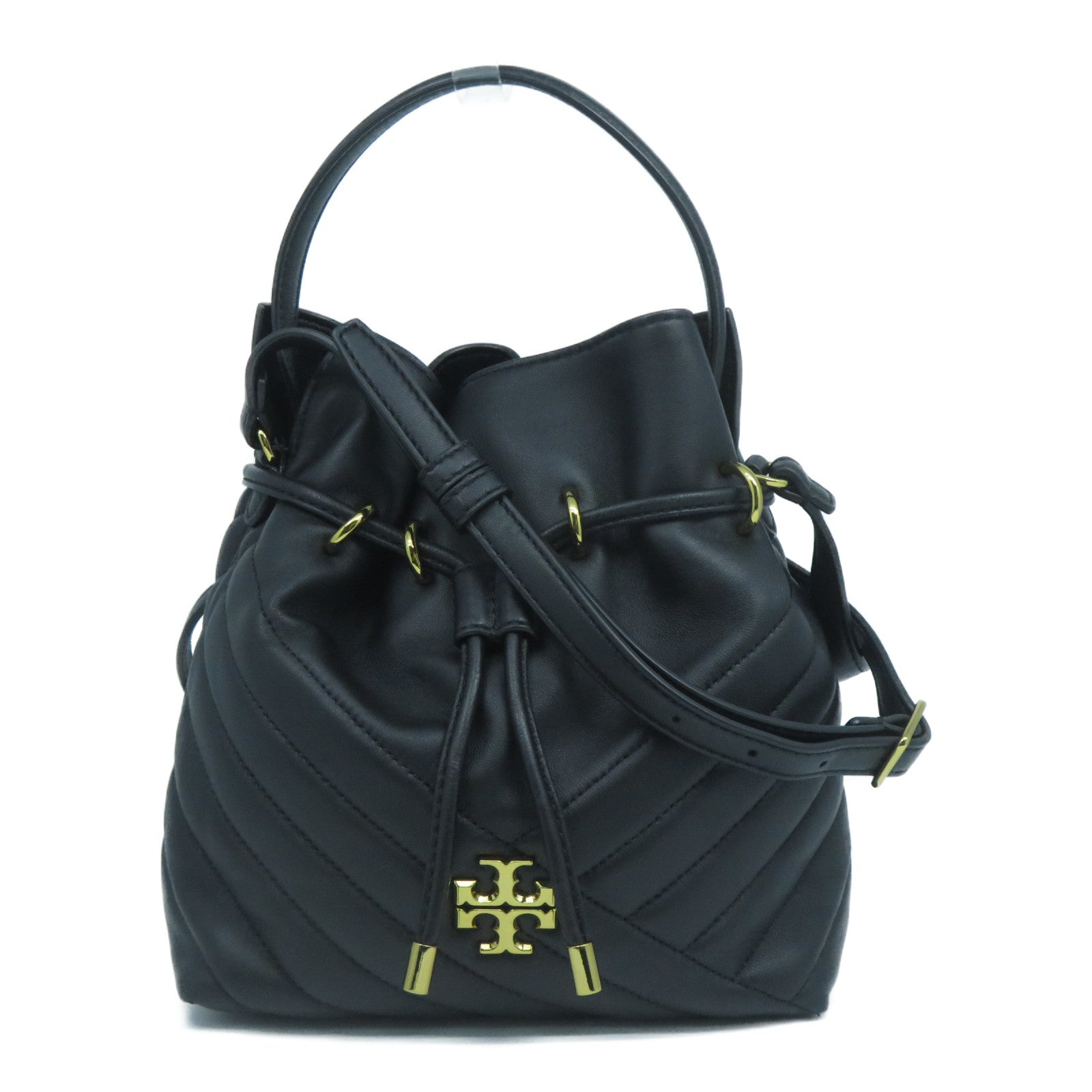 Tory Burch 牛皮皮革Shoulder Bag金扣手挽肩背兩用袋黑色