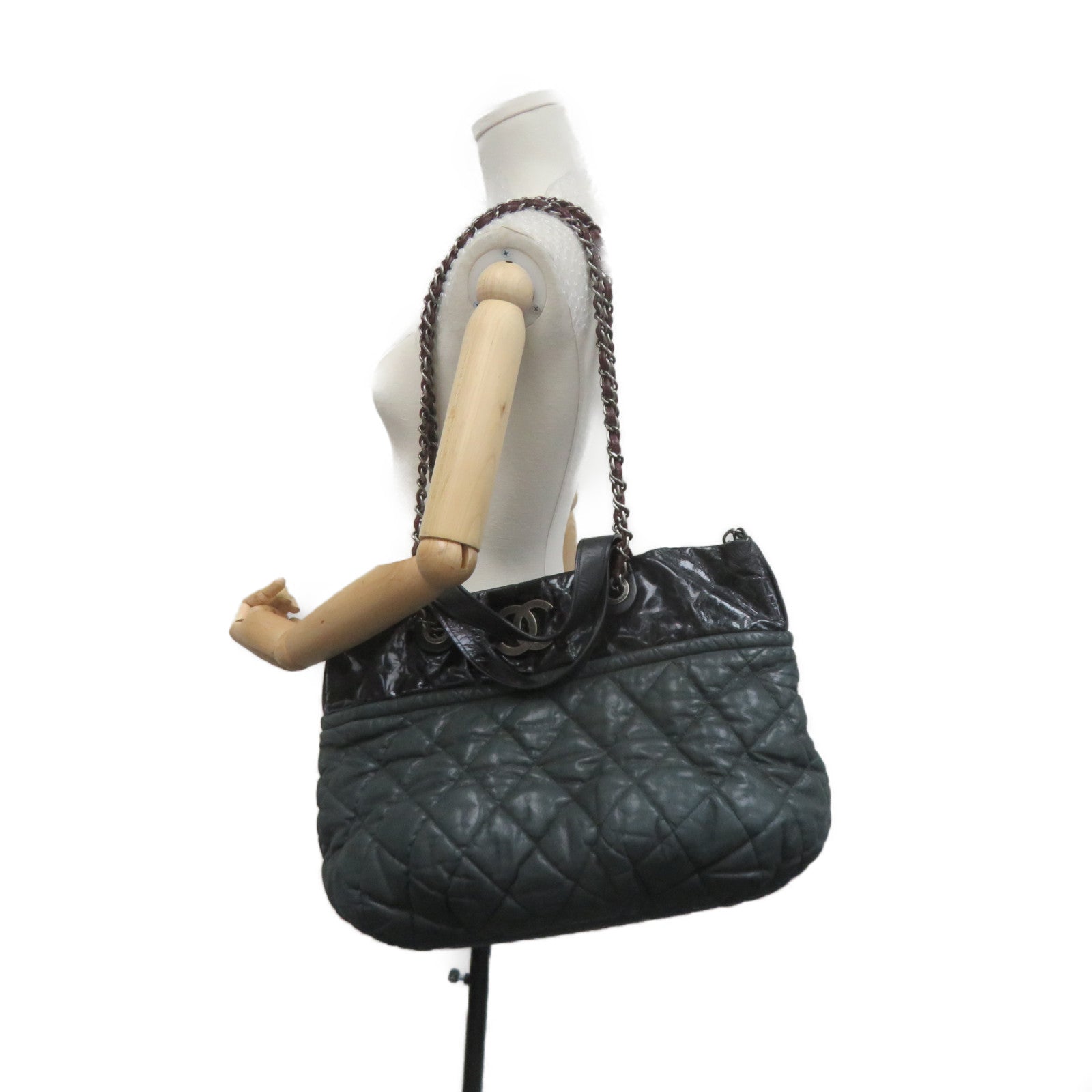 CHANEL [Sharp Discount] Lingge Cowhide Leather Chain Shoulder 2way Shoulder Bag Dark Green/Black