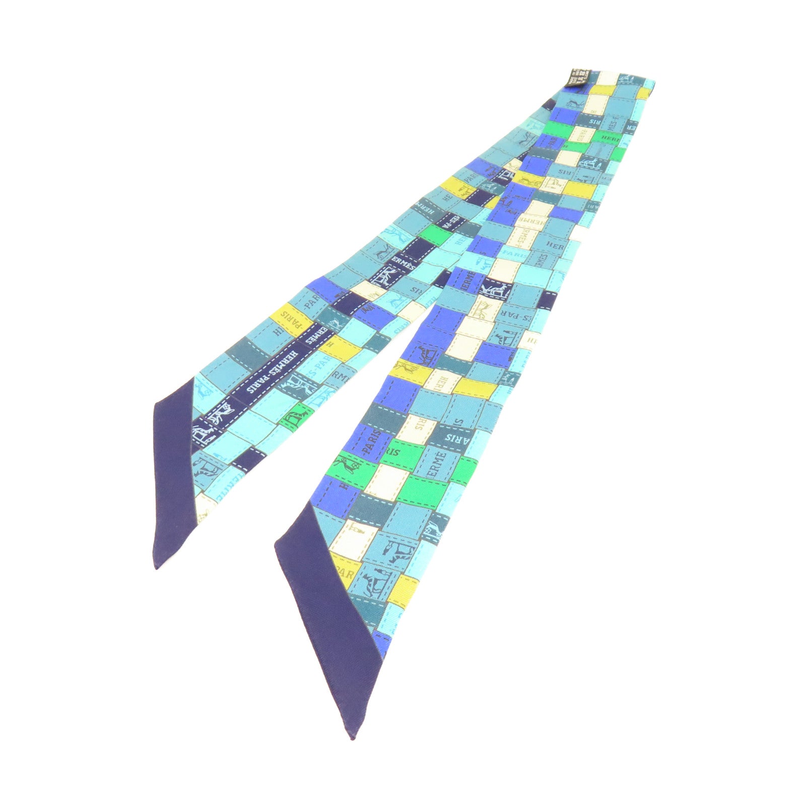 HERMES 【激減優惠】絲質Twilly Scarf絲巾藍色/綠色/彩色