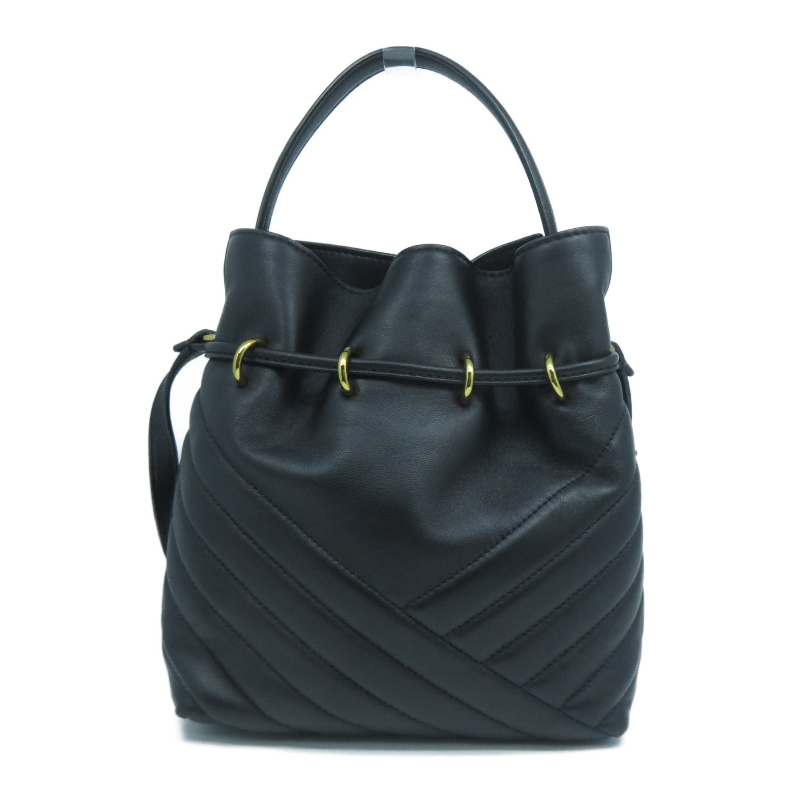 Tory Burch 牛皮皮革Shoulder Bag金扣手挽肩背兩用袋黑色