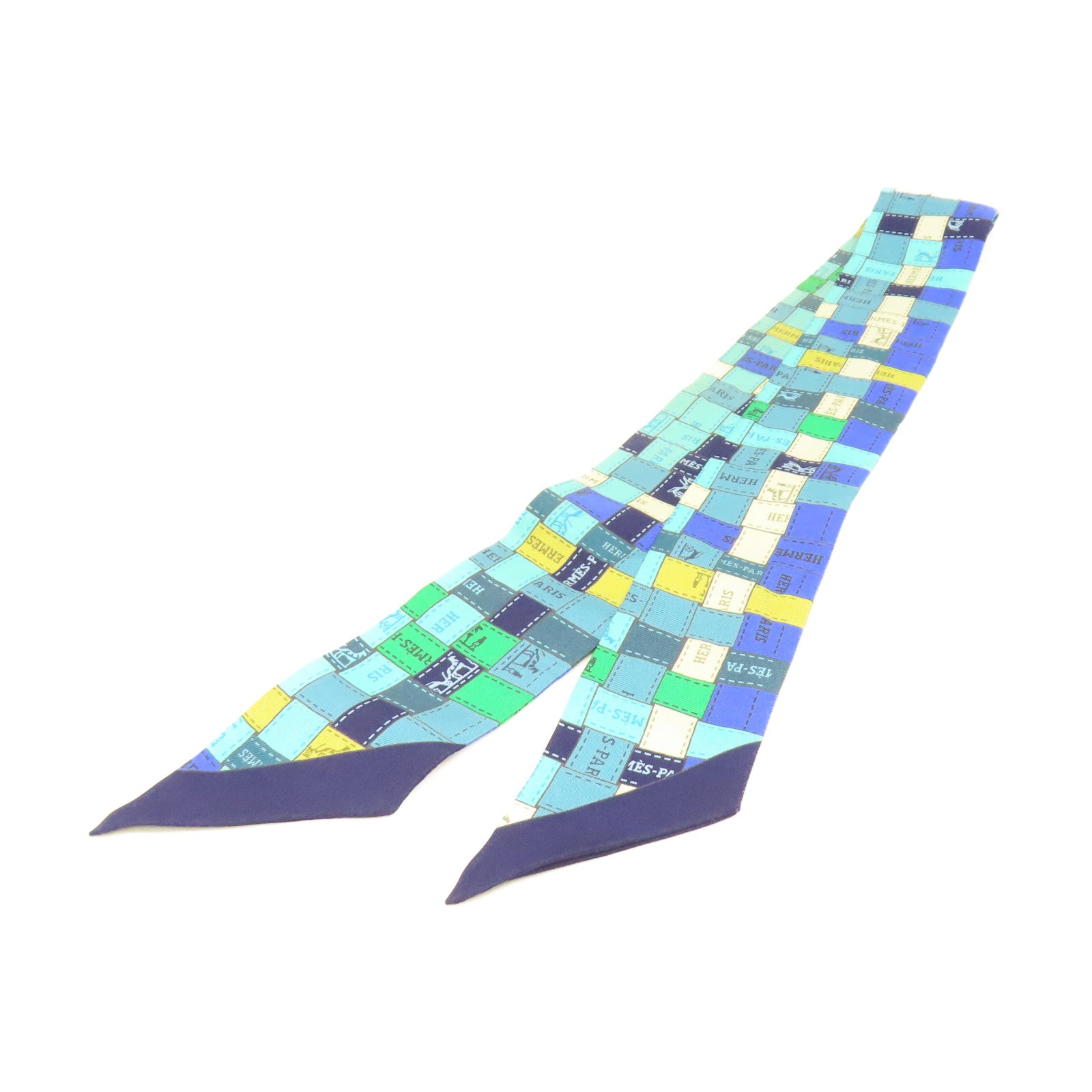 HERMES 【激減優惠】絲質Twilly Scarf絲巾藍色/綠色/彩色