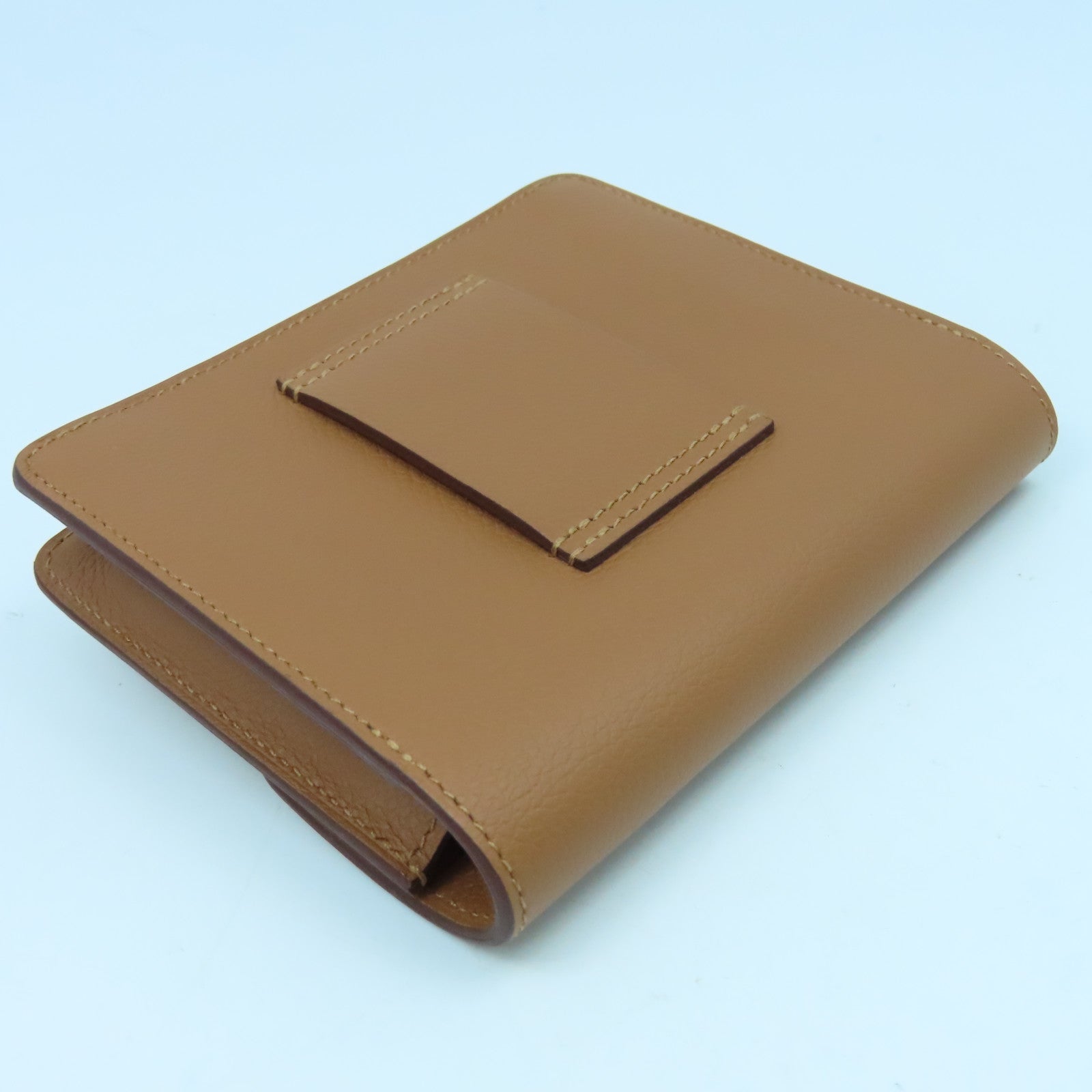 HERMES Evercolor Leather Roulis Slim Silver Buckle Wallet Classic Camel/Bubble Green