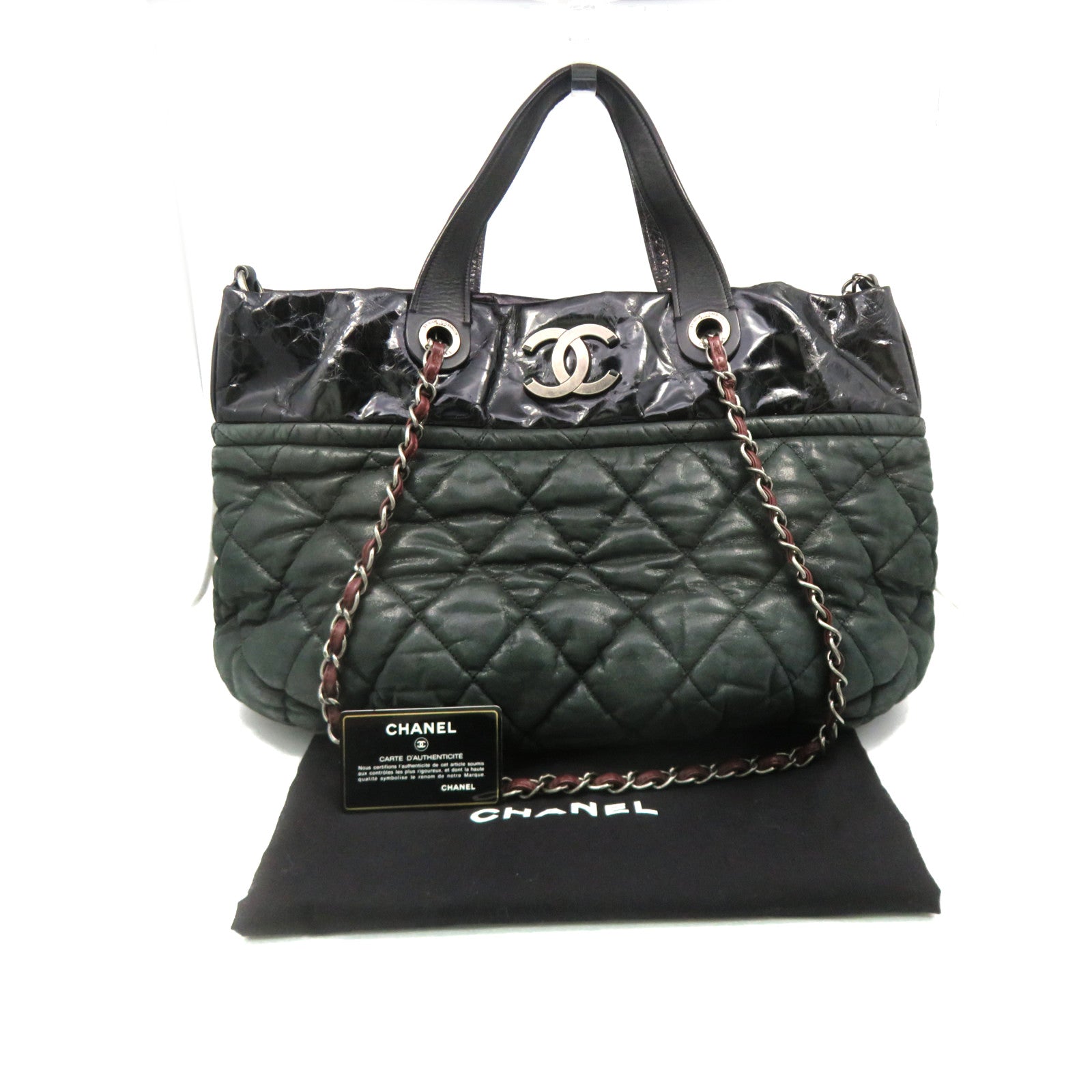 CHANEL [Sharp Discount] Lingge Cowhide Leather Chain Shoulder 2way Shoulder Bag Dark Green/Black